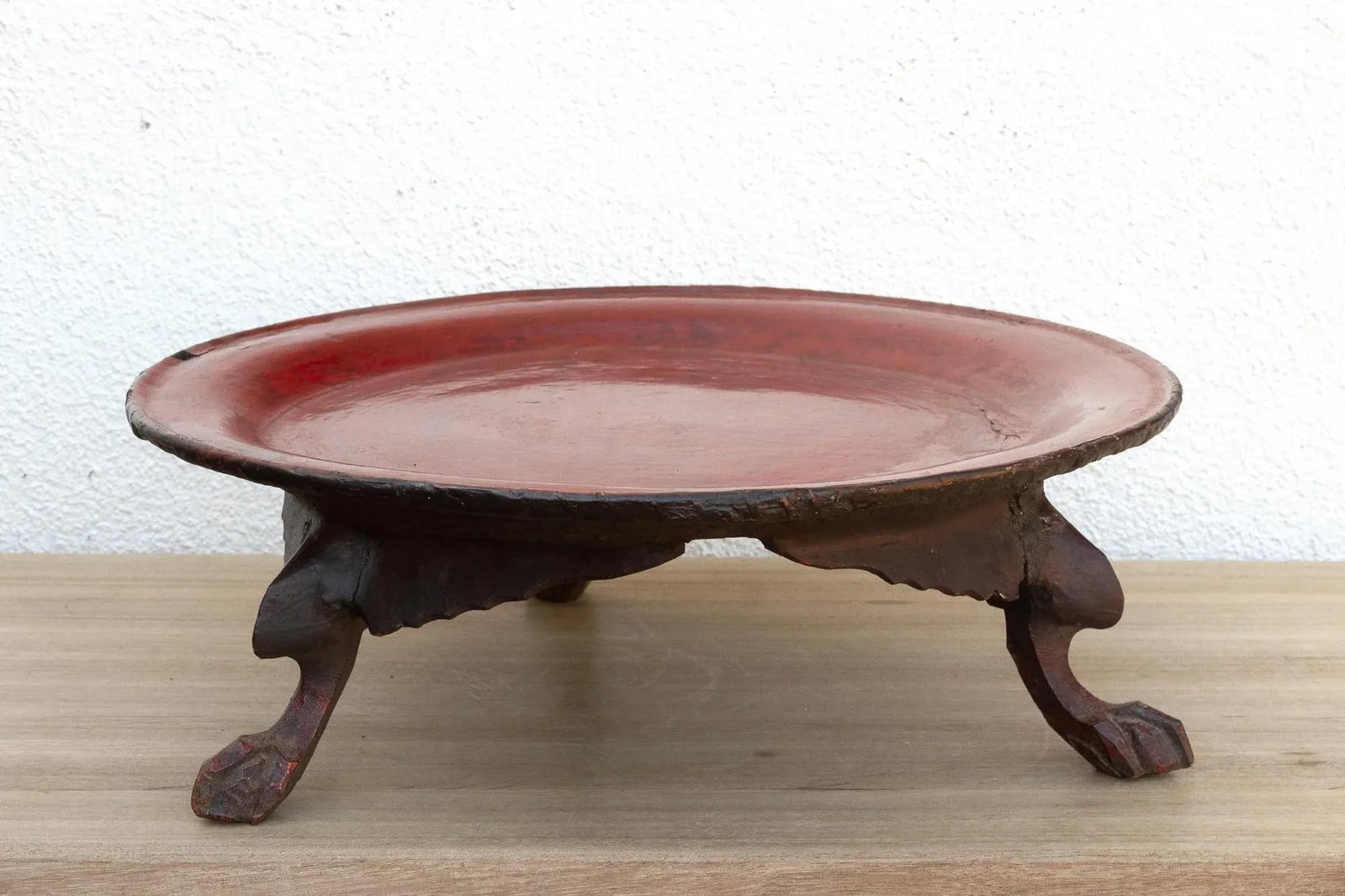 Tripod Red Lacquered Burmese Tray - 5
