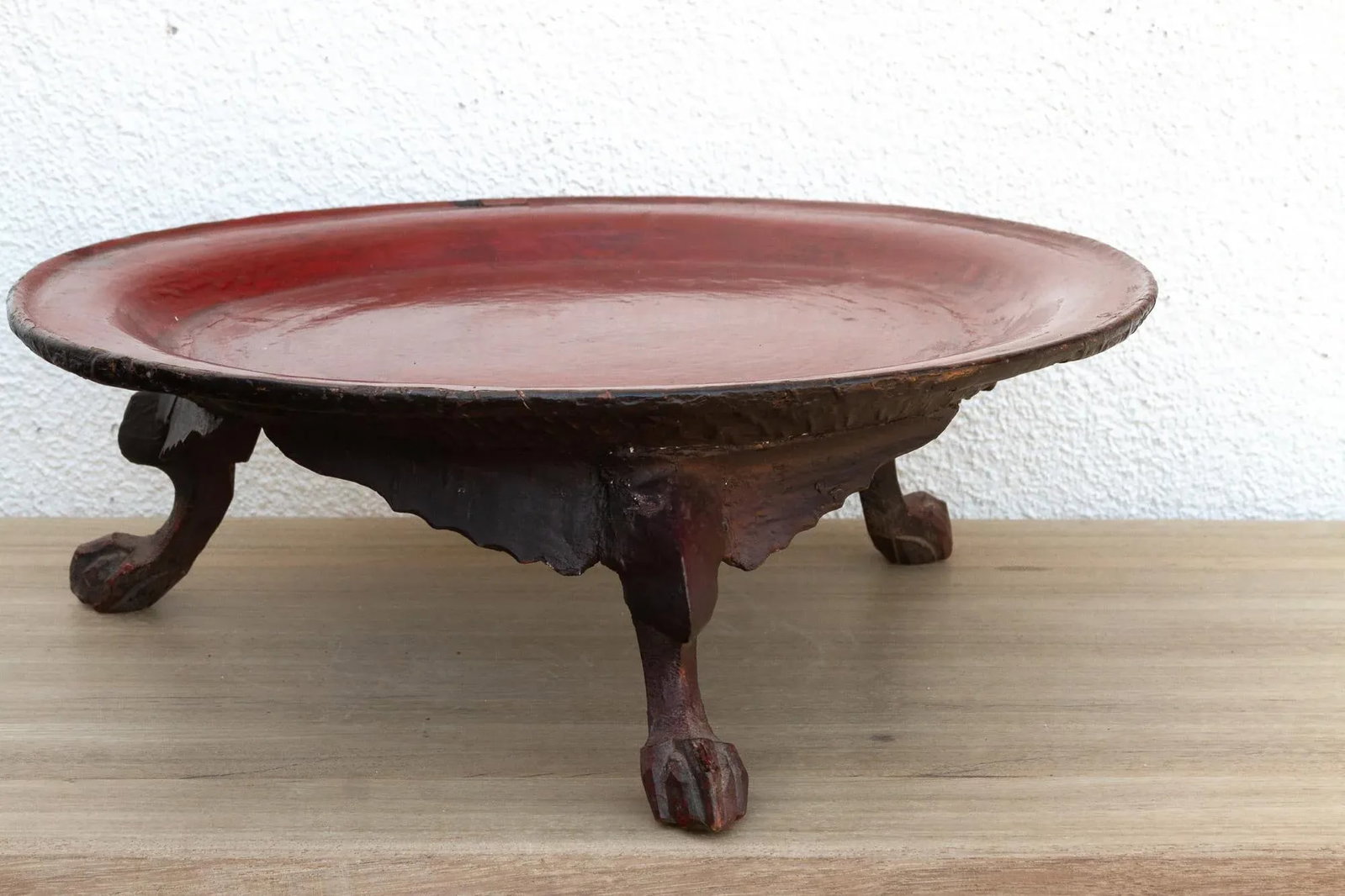 Tripod Red Lacquered Burmese Tray - 6