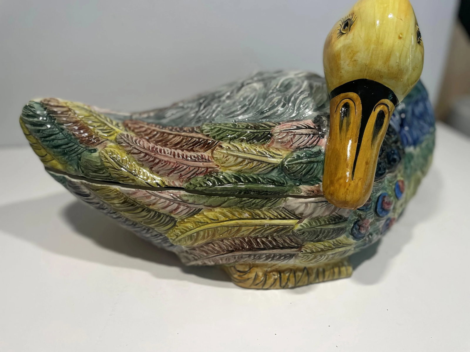 Vintage Large Hand-Painted Italian Ceramic Duck Tureen - 4
