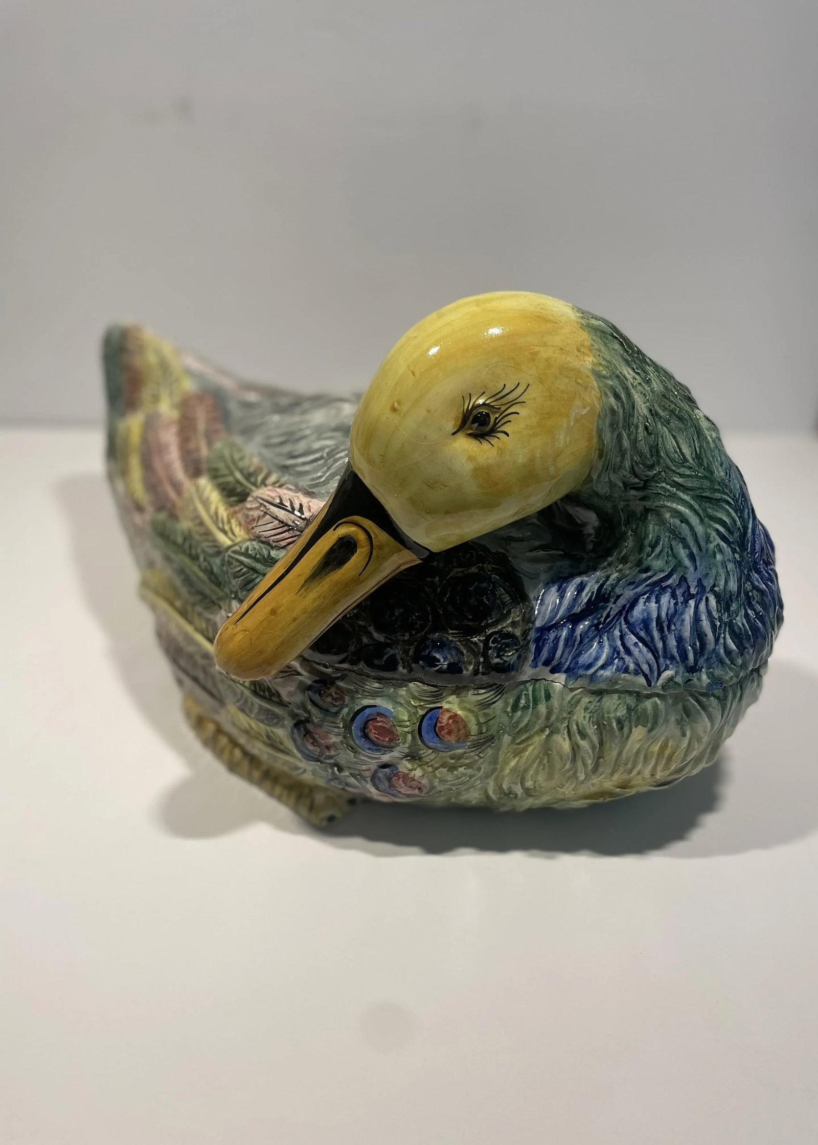 Vintage Large Hand-Painted Italian Ceramic Duck Tureen - 7