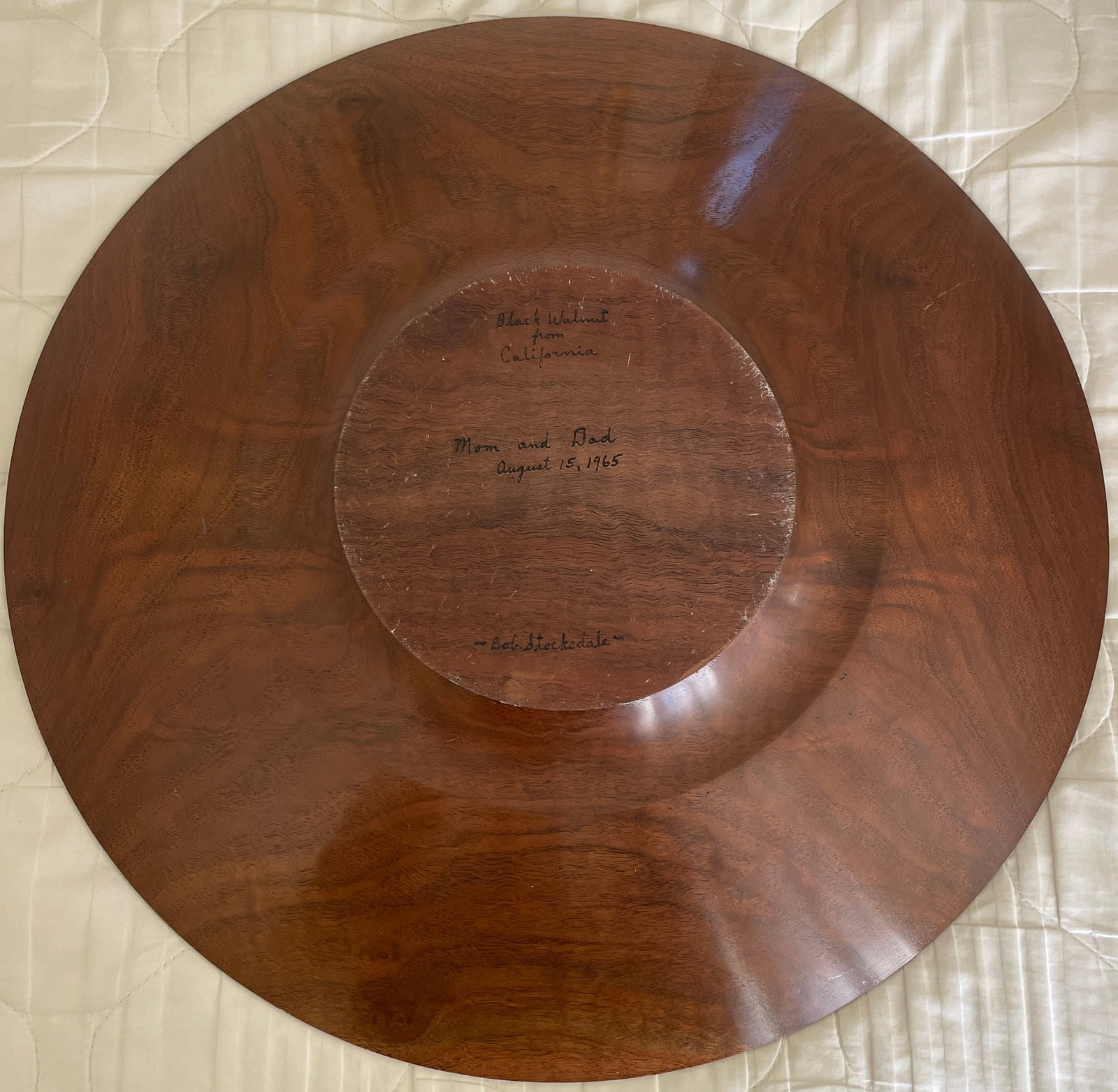 Bob Stocksdale Black Walnut Platter for "Mom and Dad" Circa 1965 - 3