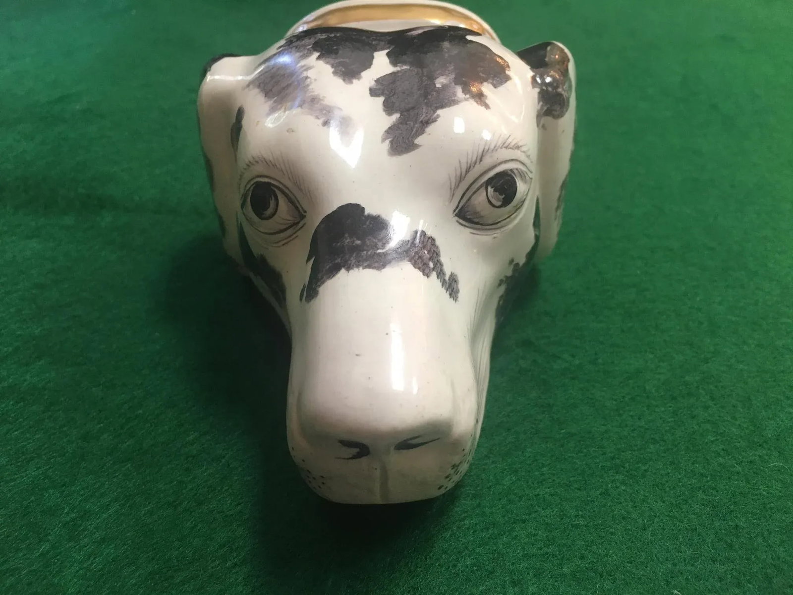19thc English Staffordshire Large Hound's Head Stirrup Cup - 4
