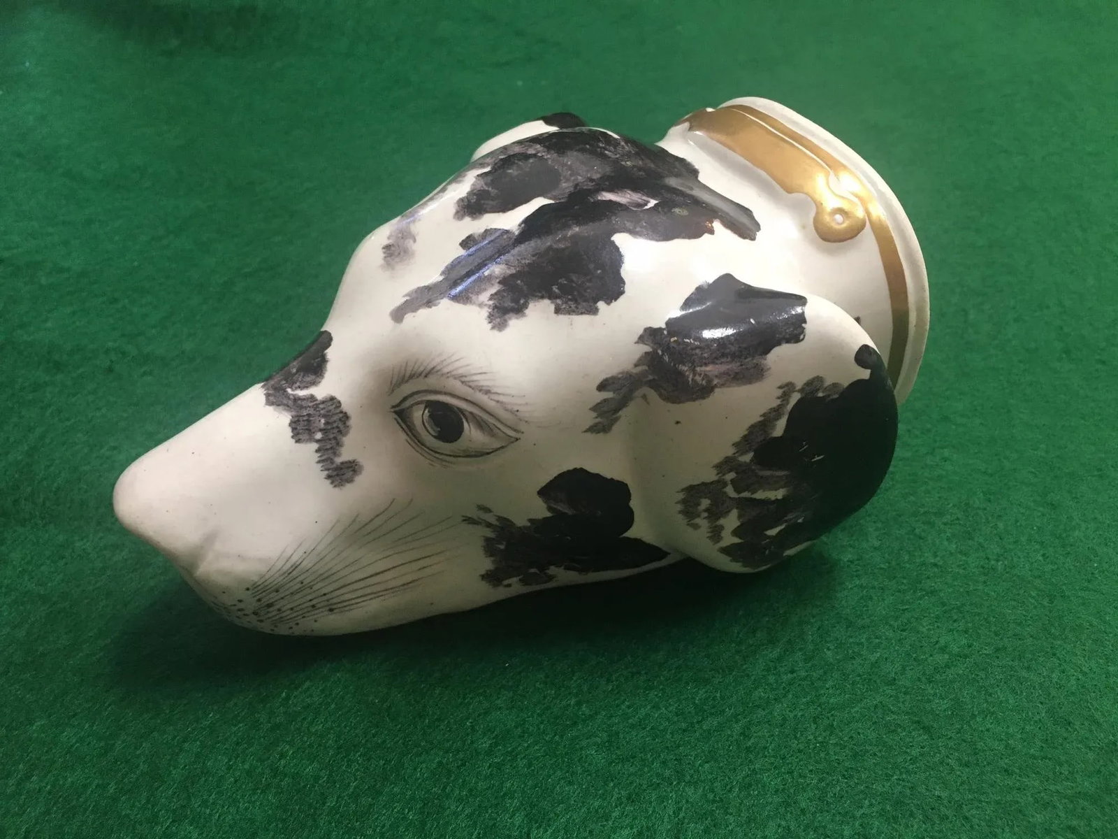 19thc English Staffordshire Large Hound's Head Stirrup Cup - 5