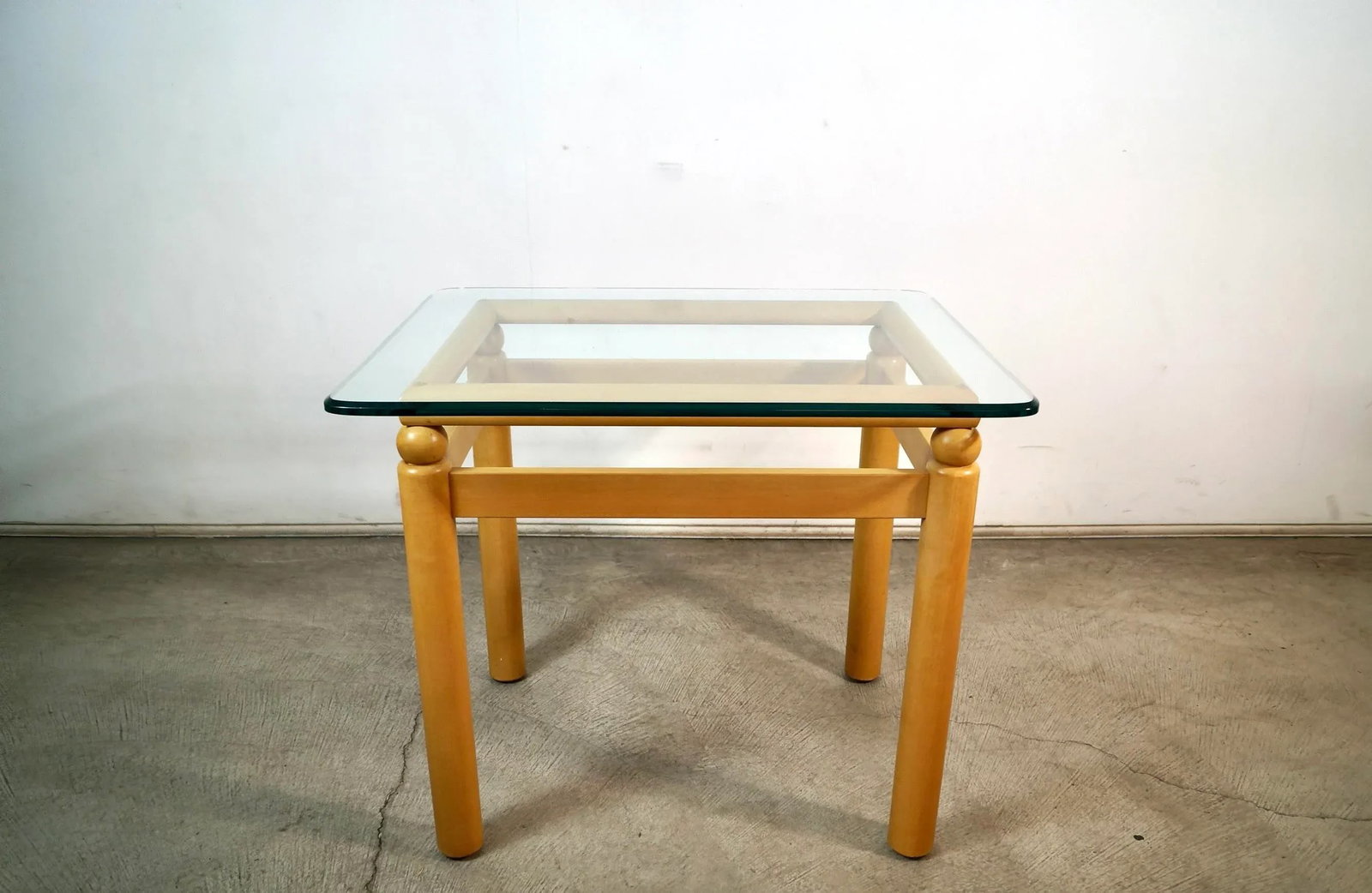 1990's Postmodern Ethan Allen Solid Maple & Glass End Table - 3