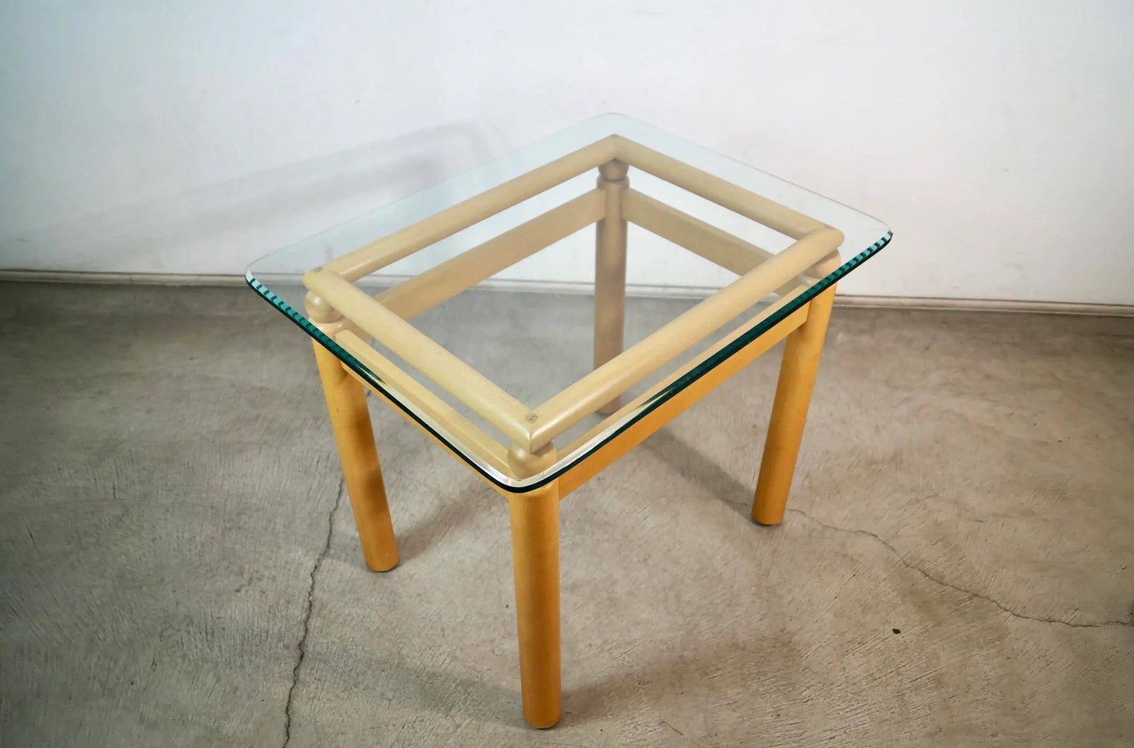 1990's Postmodern Ethan Allen Solid Maple & Glass End Table - 5
