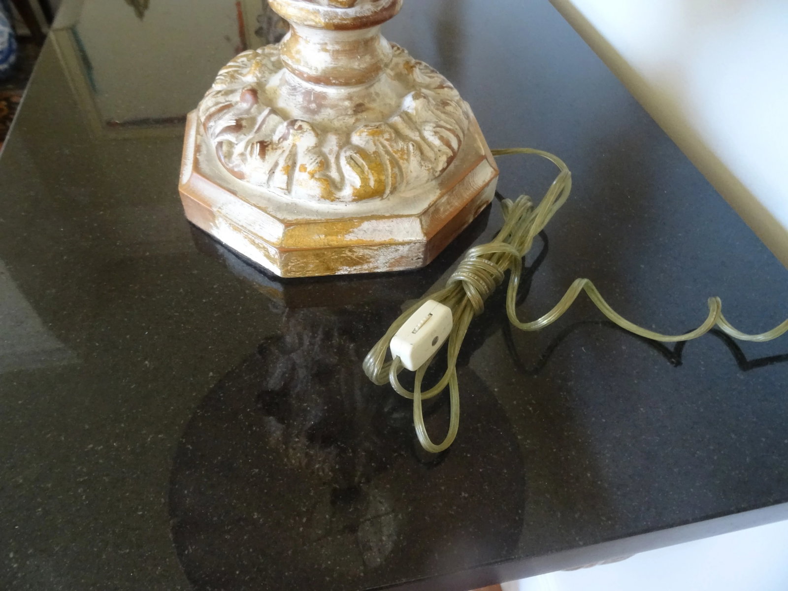Late 20th Century Hand Carved Wood & Gilt Finial Style Lamps a Pair - 2