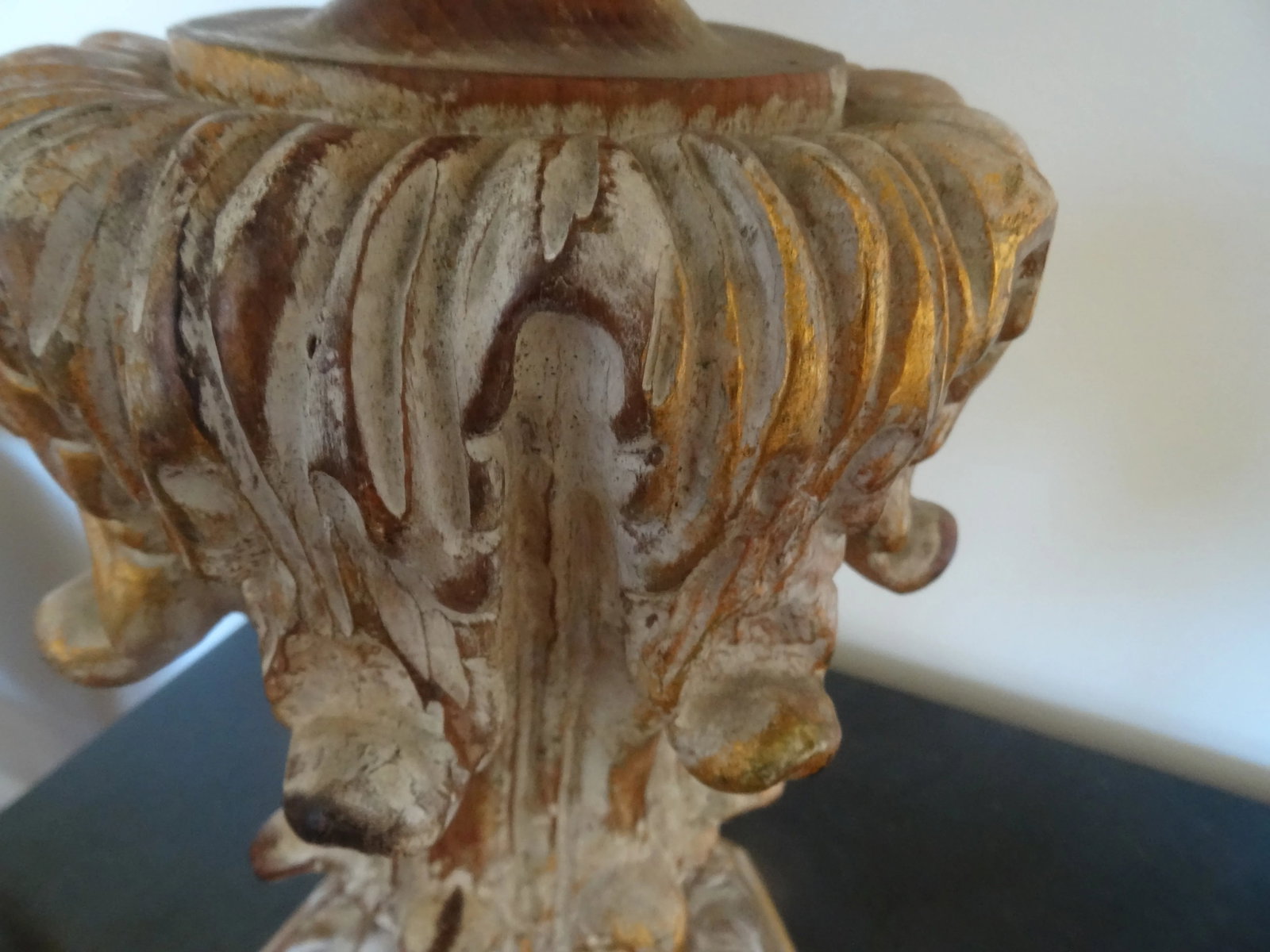 Late 20th Century Hand Carved Wood & Gilt Finial Style Lamps a Pair - 5
