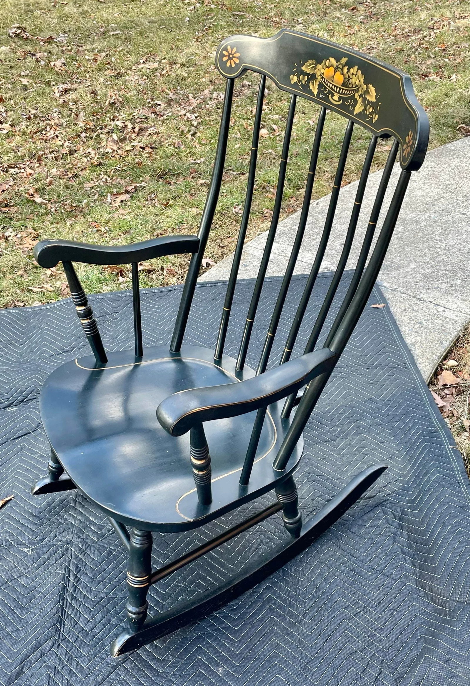 Mid 20th Century S. Bent & Bros. Hitchcock Style Bent Back Rocking Chair - 2