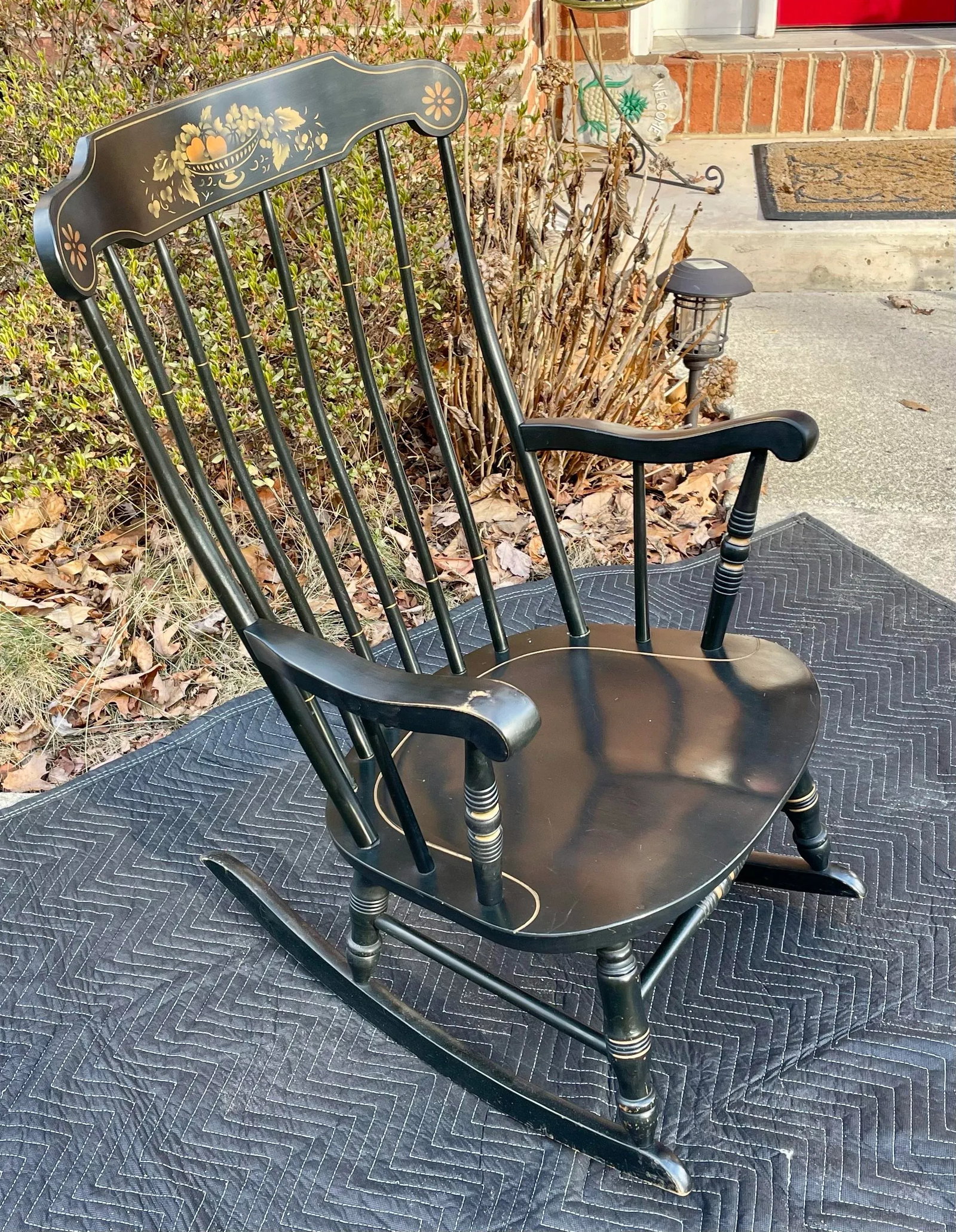 Mid 20th Century S. Bent & Bros. Hitchcock Style Bent Back Rocking Chair - 3