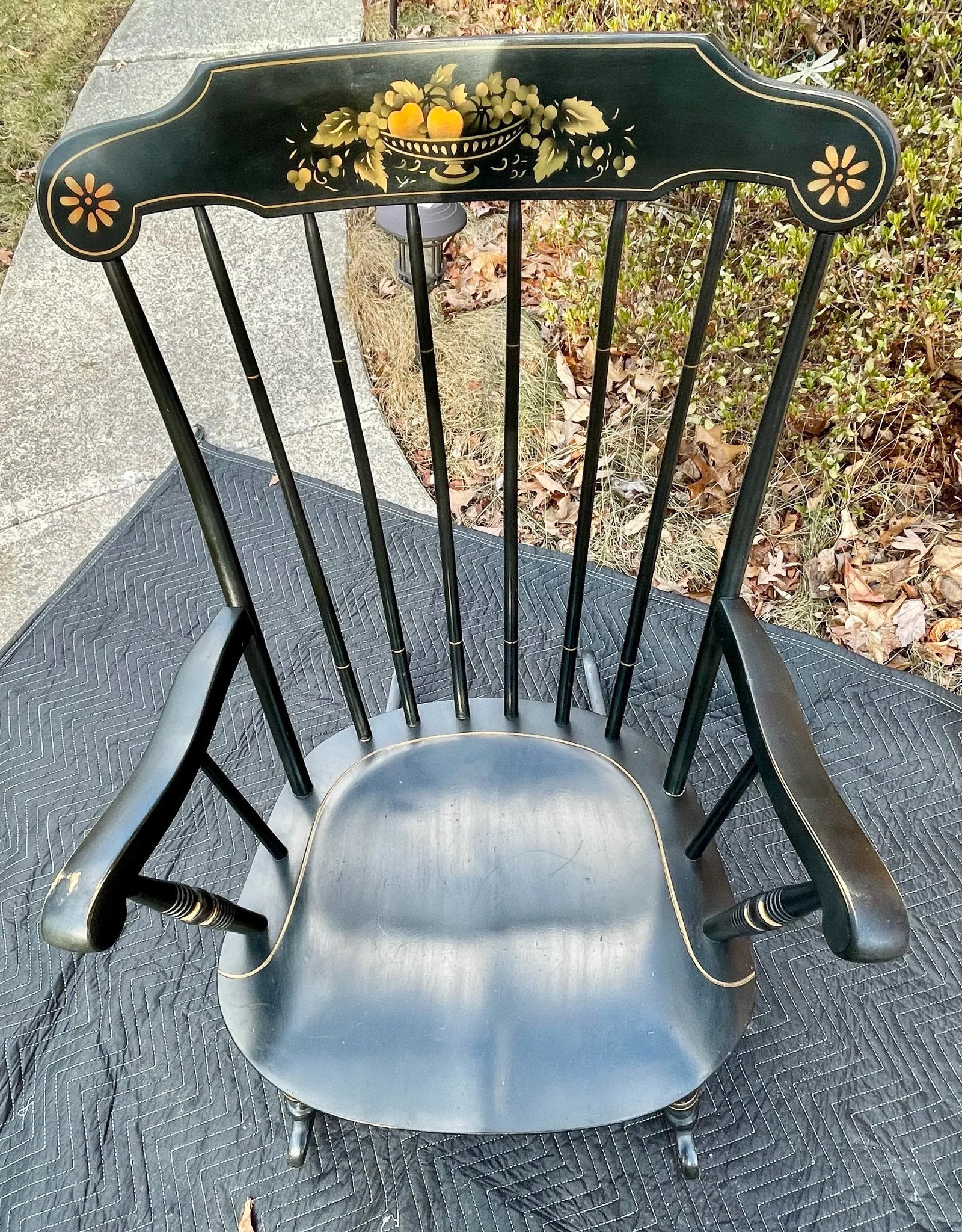 Mid 20th Century S. Bent & Bros. Hitchcock Style Bent Back Rocking Chair - 5