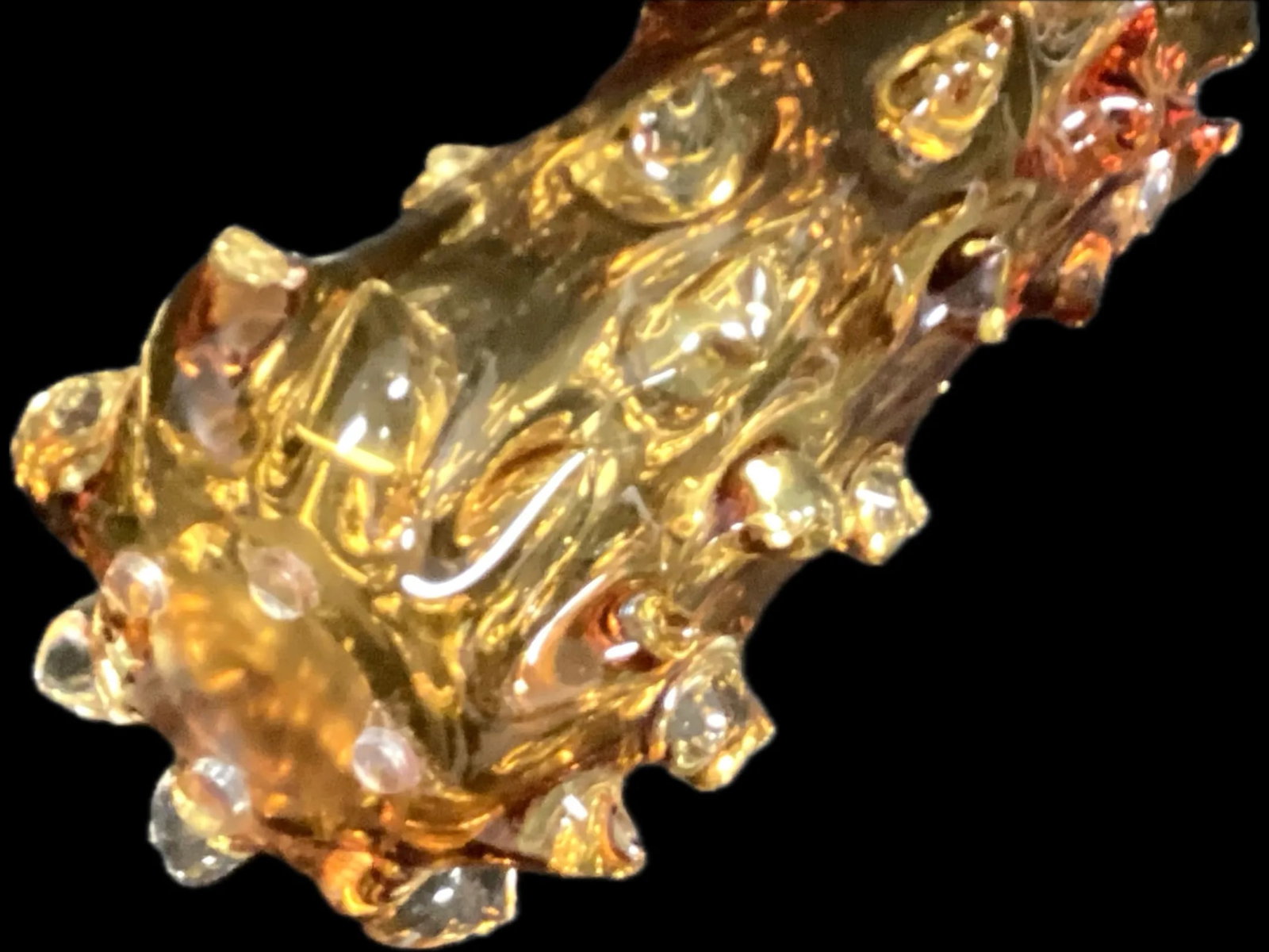 Brutalist Style Amber Heavy Glass Vase - 5