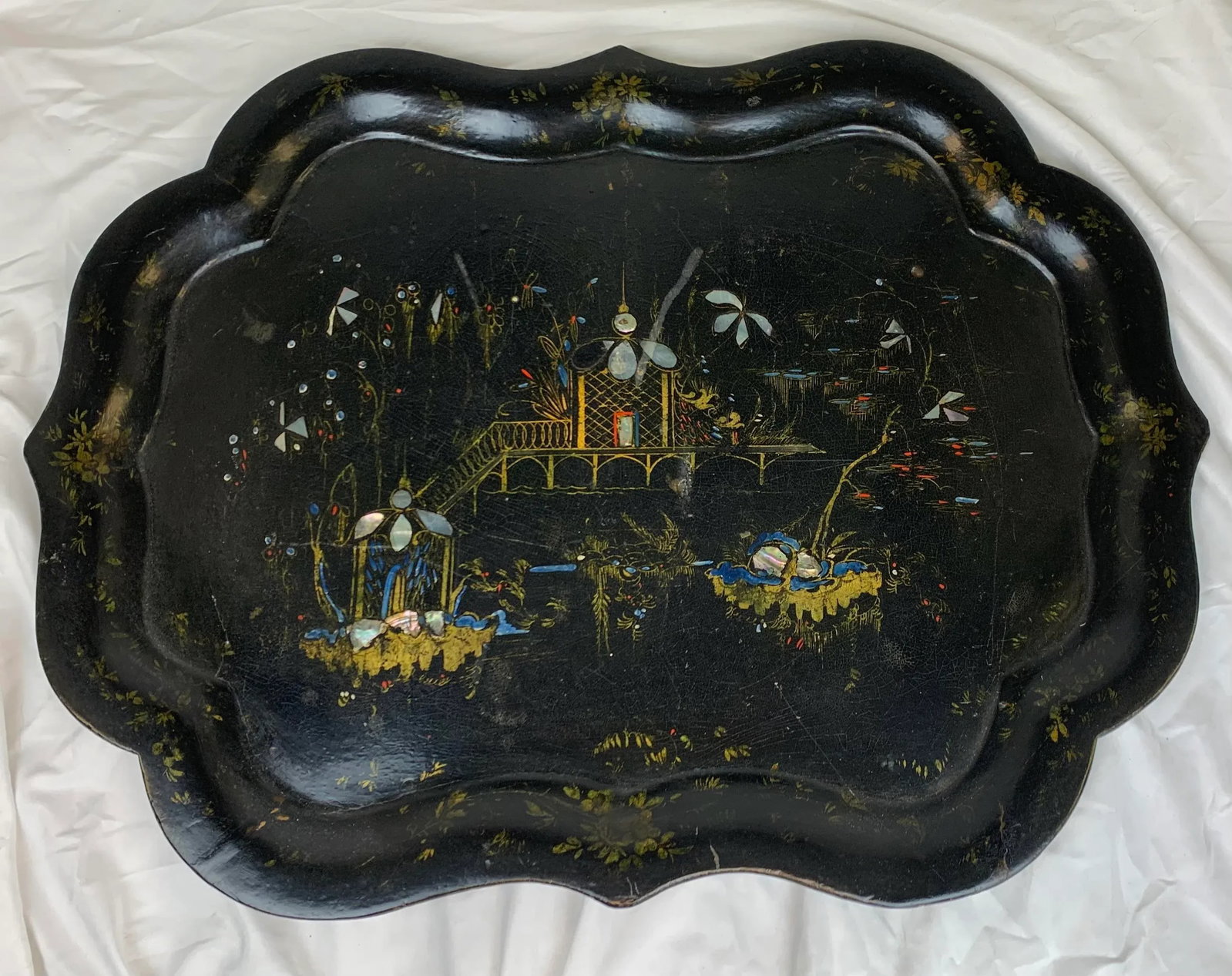 Antique Papier-Mâché Chinoiserie Tray - 4