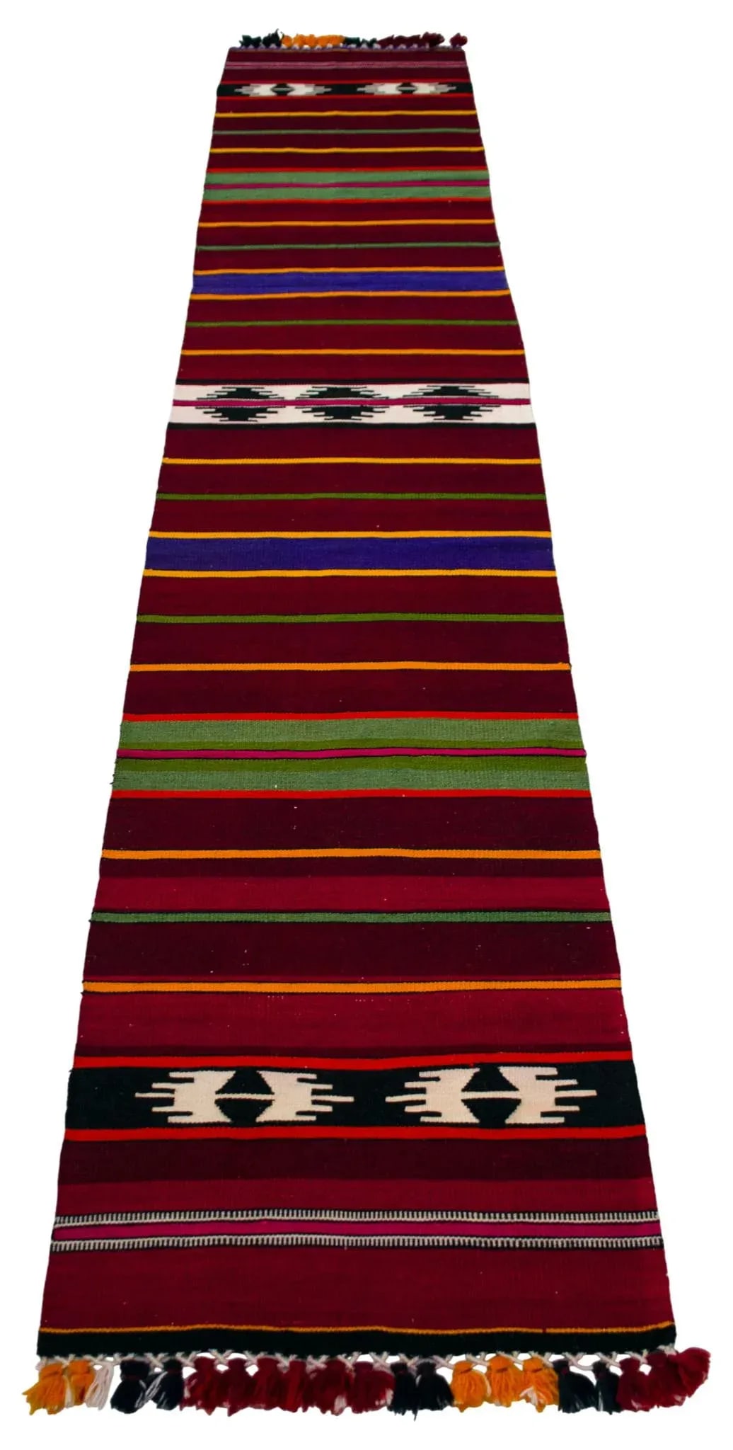 1990s Hand Made Short Narrow Runner Rug Turkish Kilim Hallway Rug - 1"²11"³ × 9"² - 4