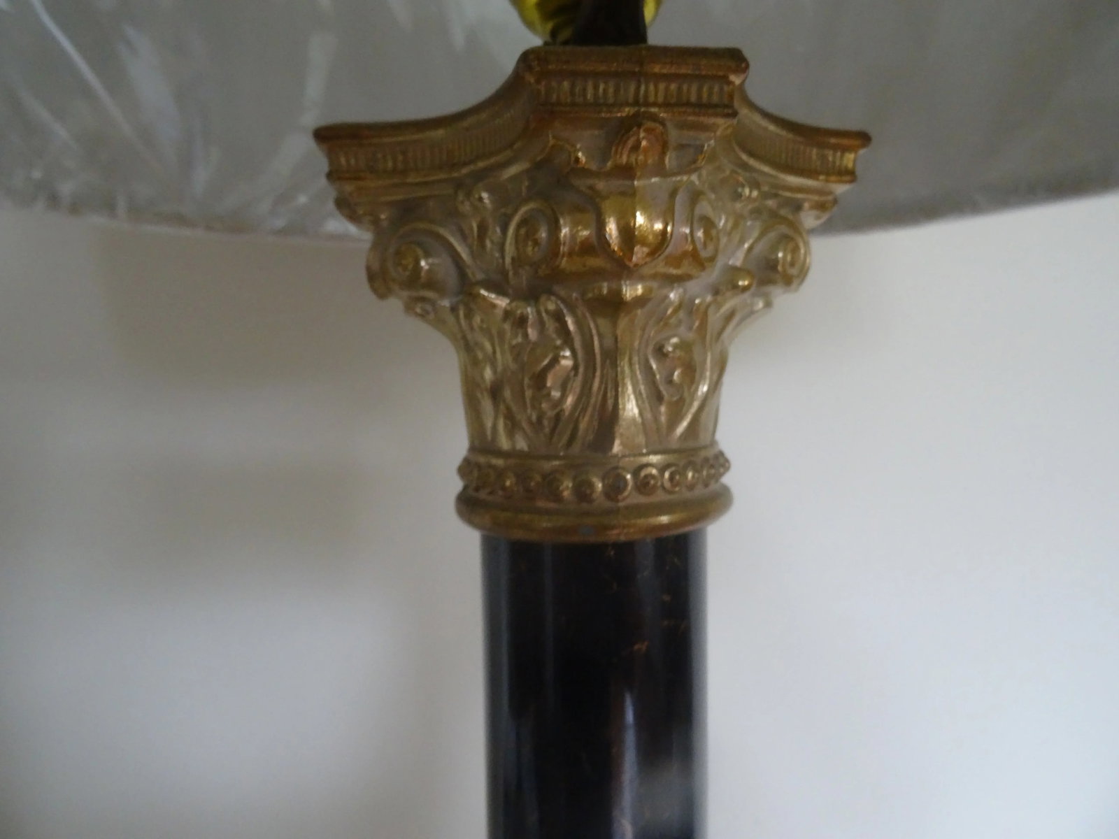 Late 20th Century Corinthian Column Lamps With New Wrapped Shades - a Pair - 4