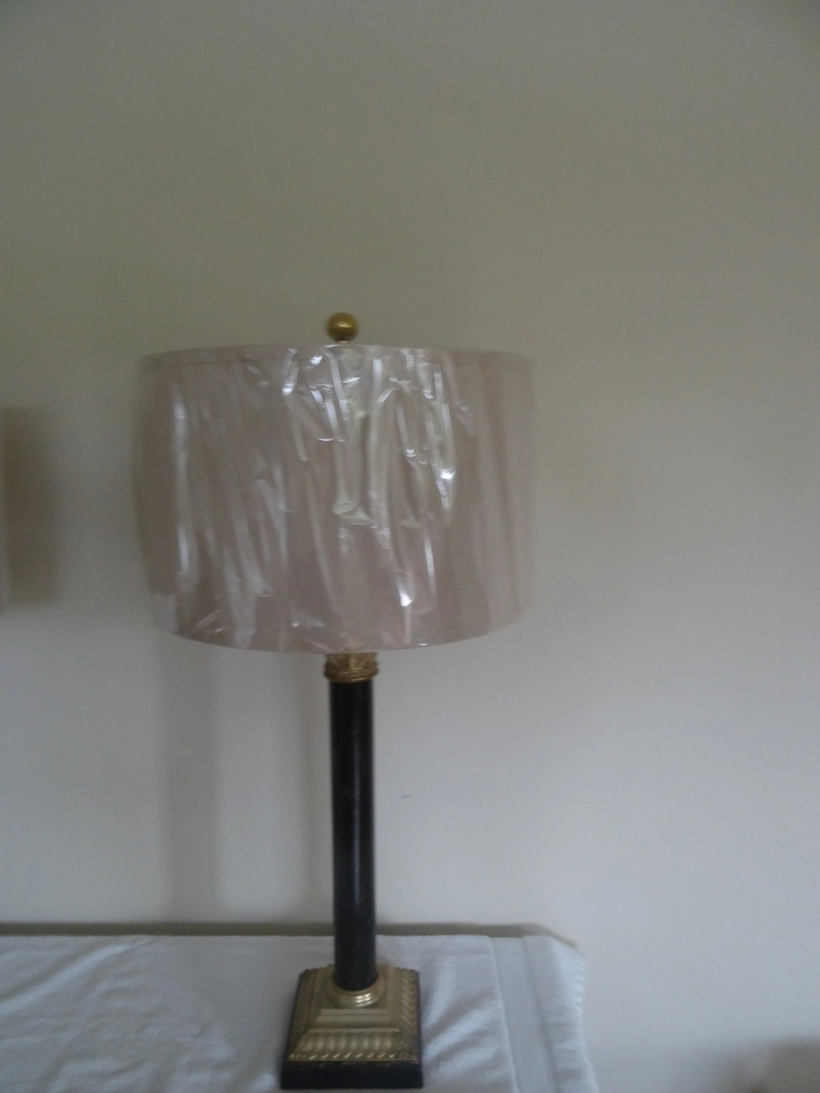 Late 20th Century Corinthian Column Lamps With New Wrapped Shades - a Pair - 6