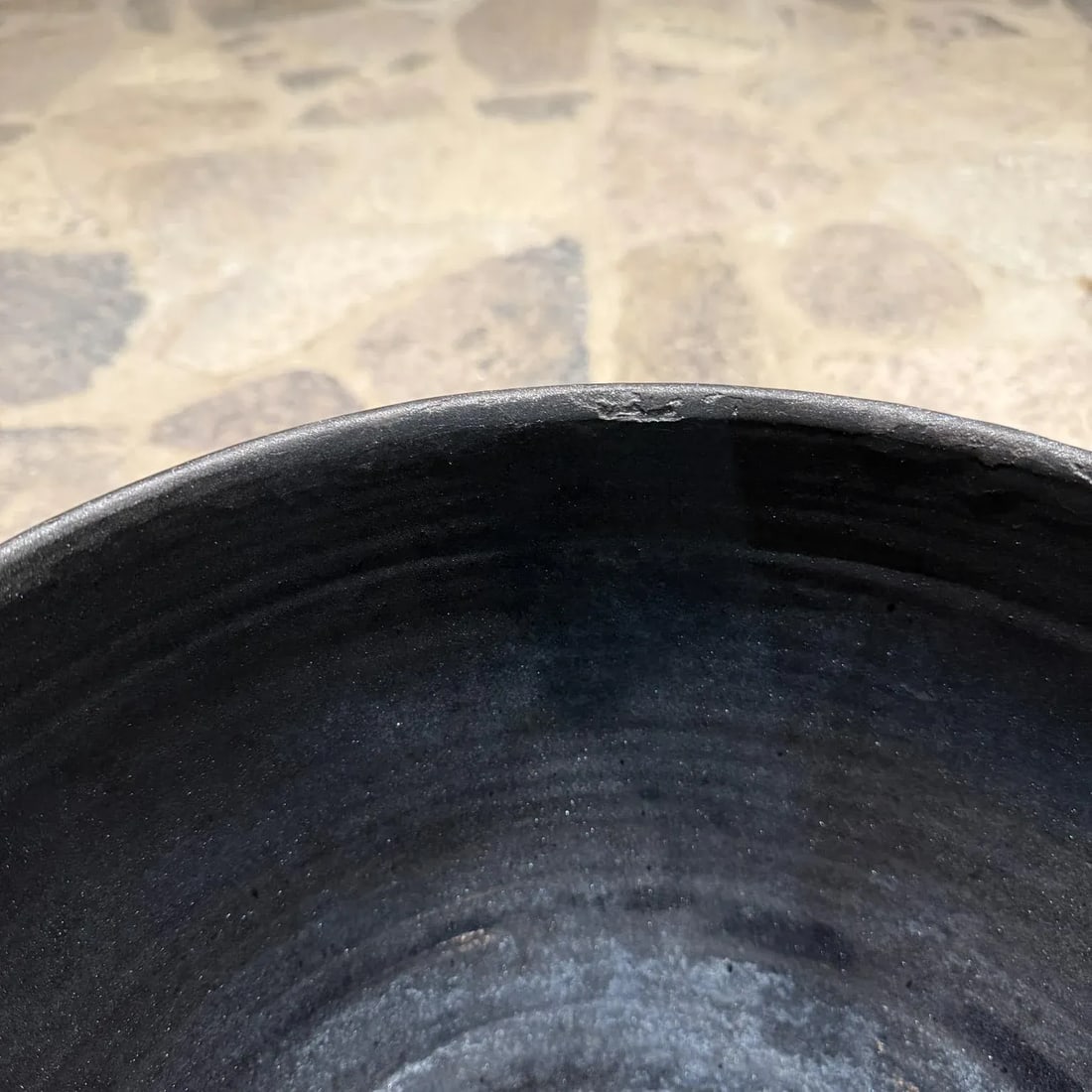 1960s Black Pottery Metallic Planter Style Fantoni - 6