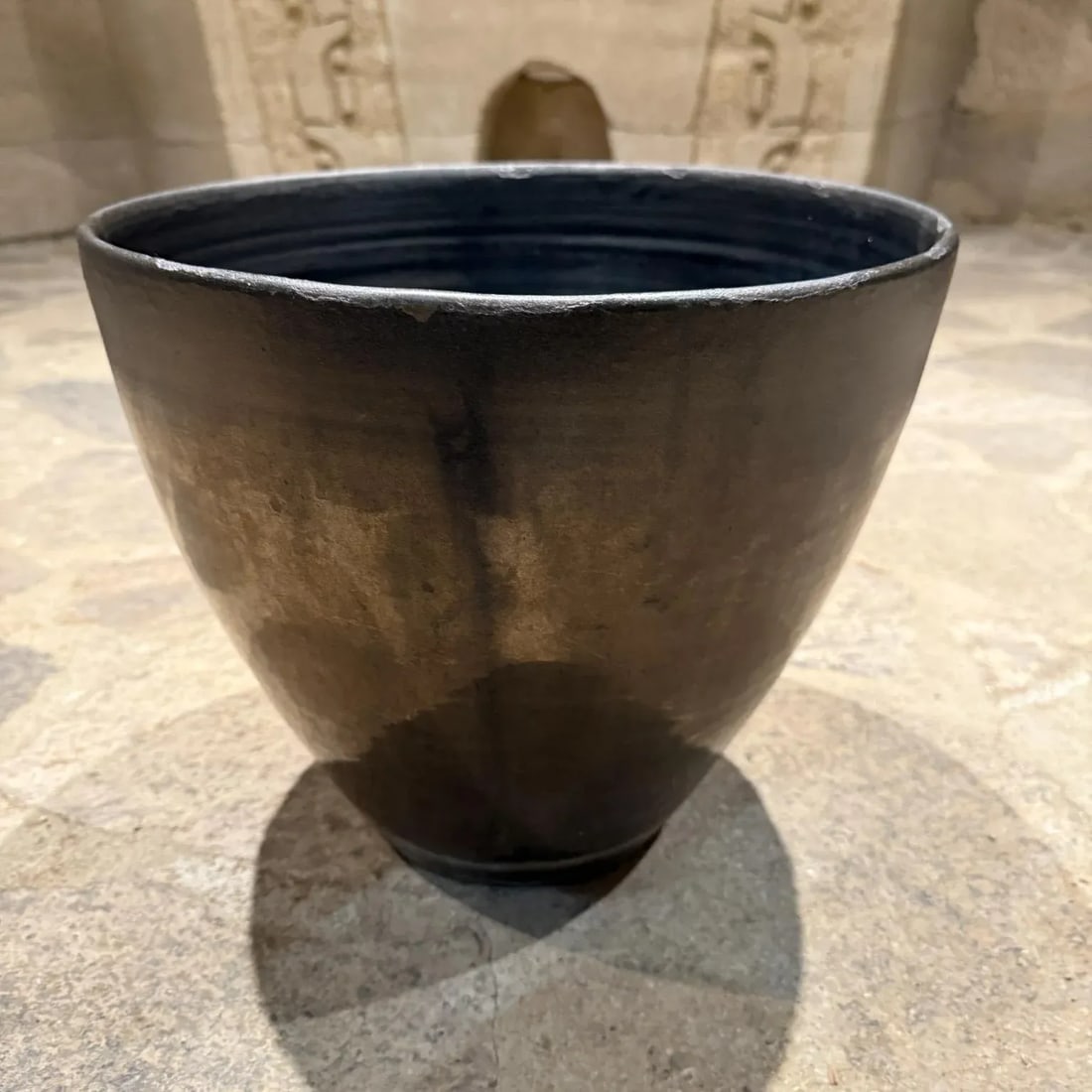 1960s Black Pottery Metallic Planter Style Fantoni - 8