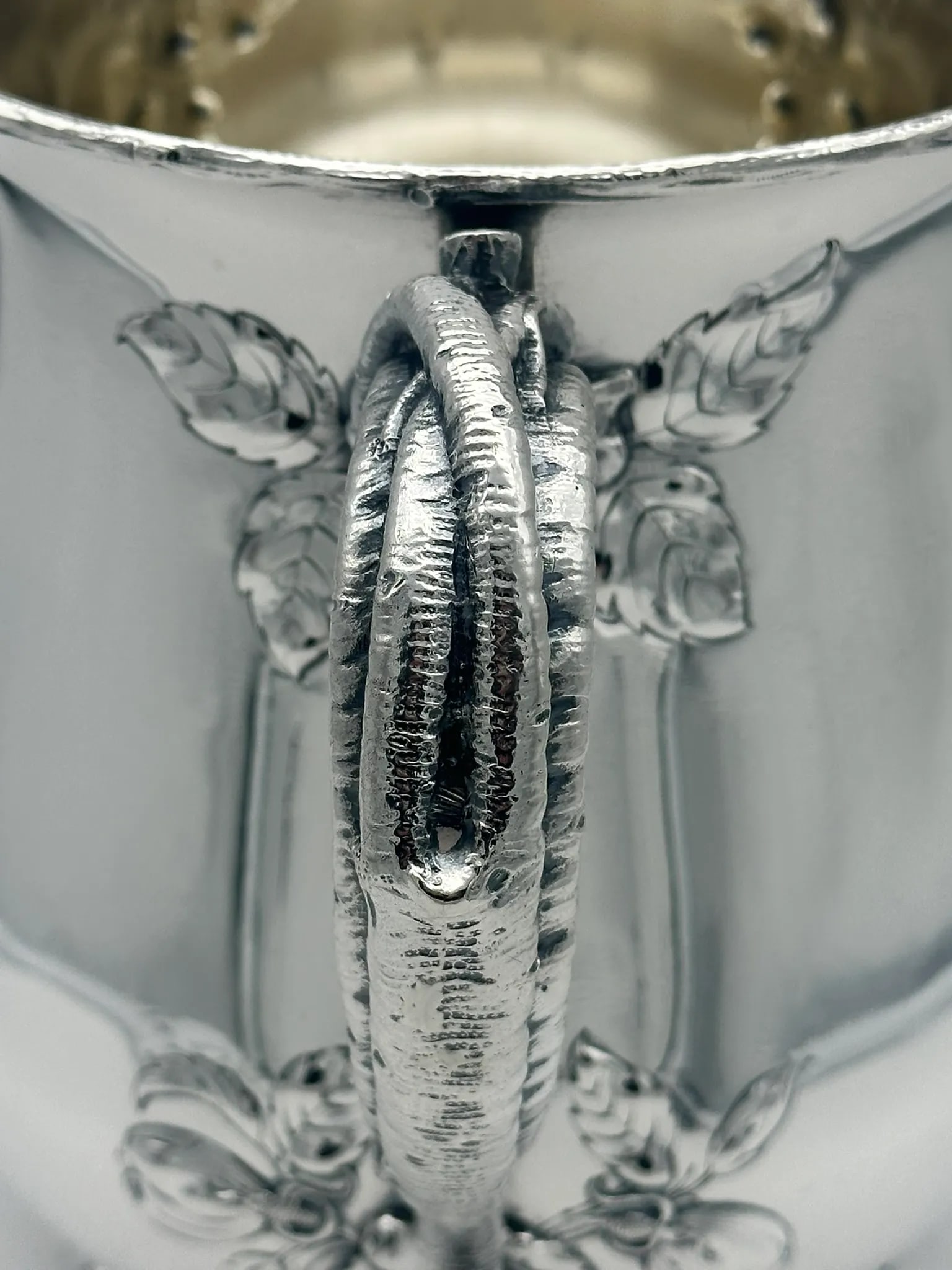 Early 1900s Loving Cup Wine Bucket. Gorham Sterling Silver. Branch Handles and Blossoms - 7