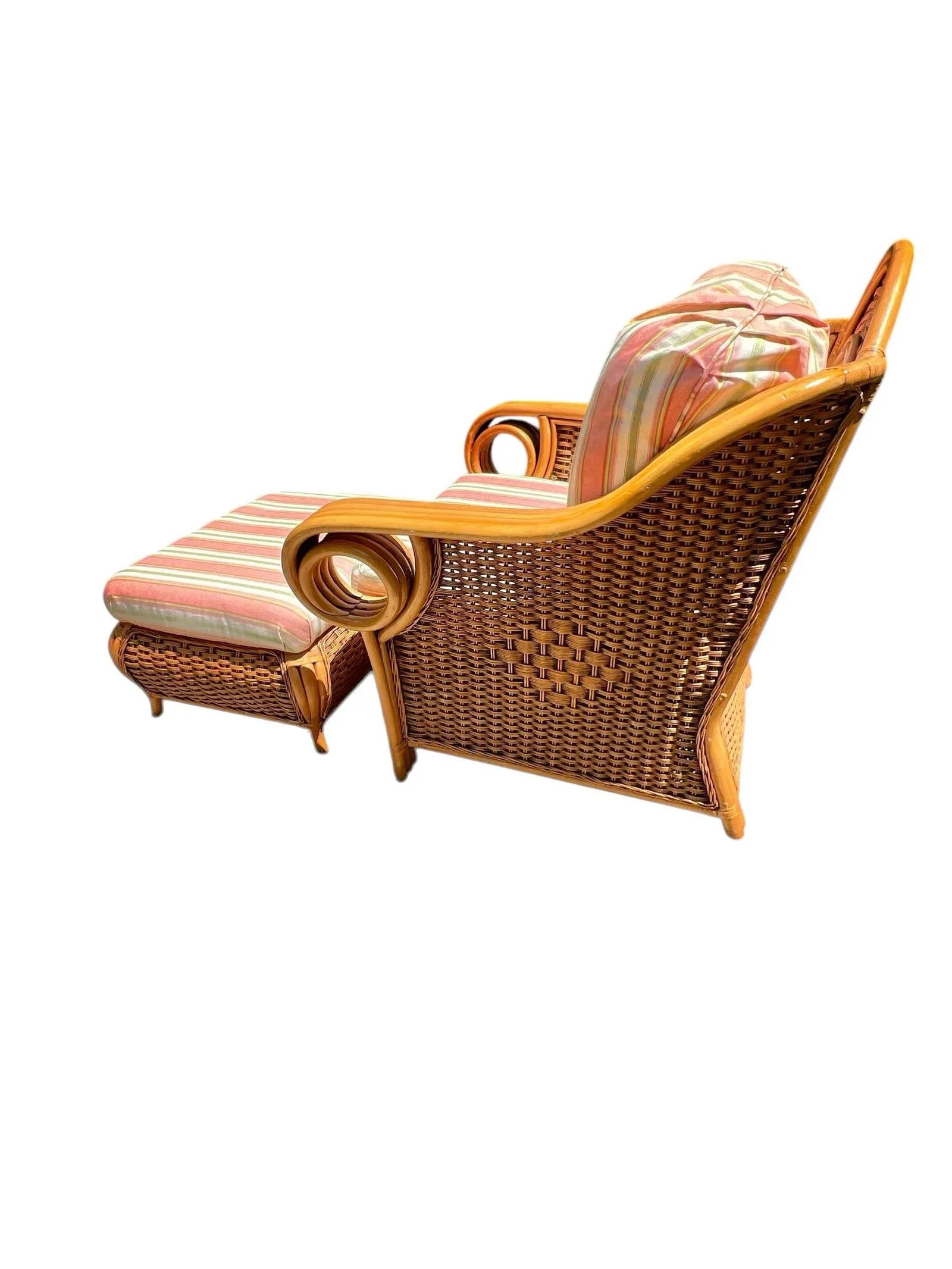 Vintage Rattan Chair and Ottoman - Set 2 Pieces - 3