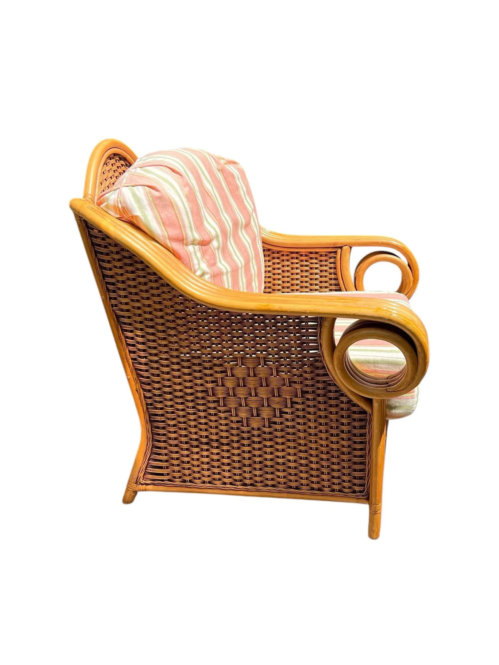 Vintage Rattan Chair and Ottoman - Set 2 Pieces - 4