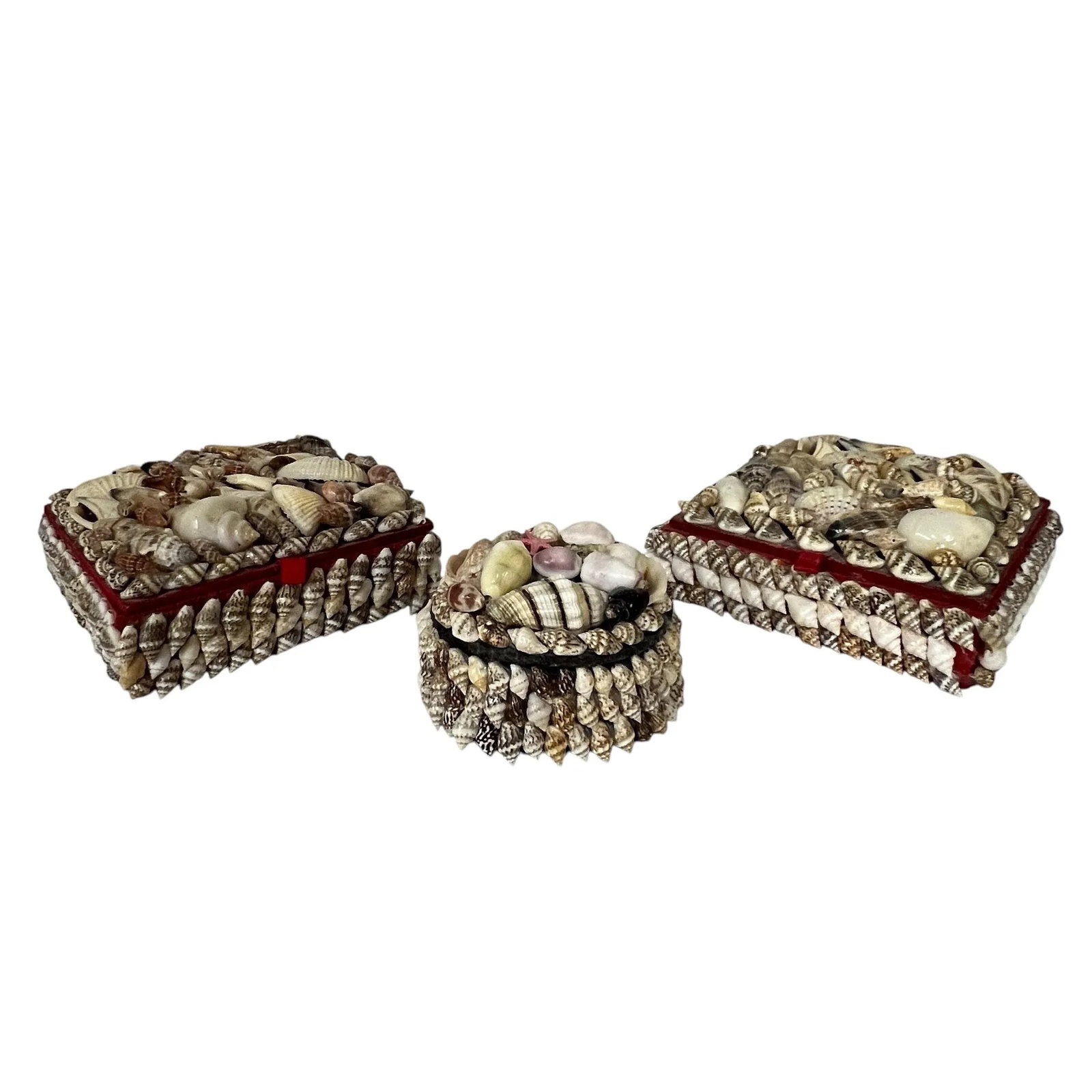 Mid Century Coastal Seashell Trinket Boxes - Set of 3 - 2
