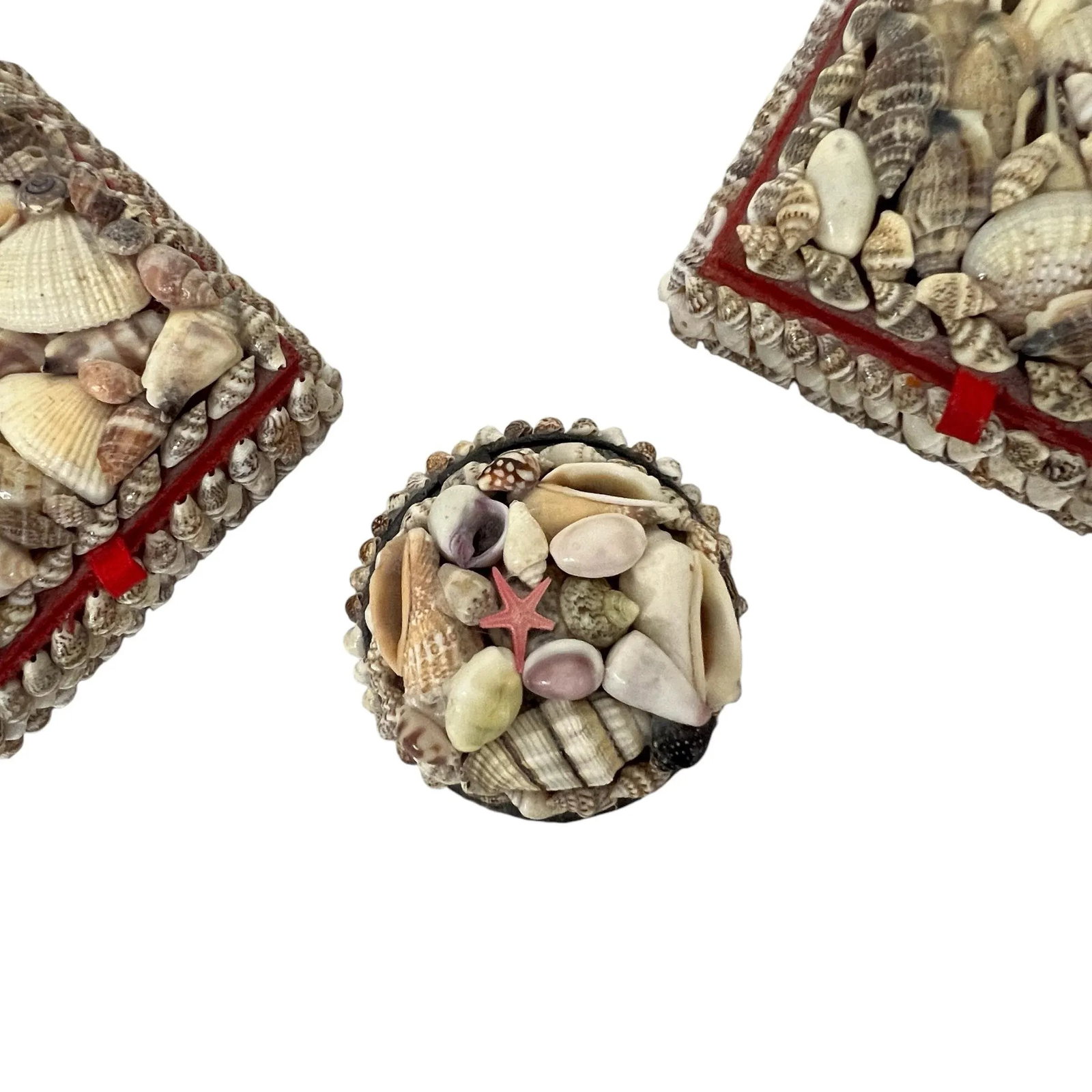 Mid Century Coastal Seashell Trinket Boxes - Set of 3 - 3