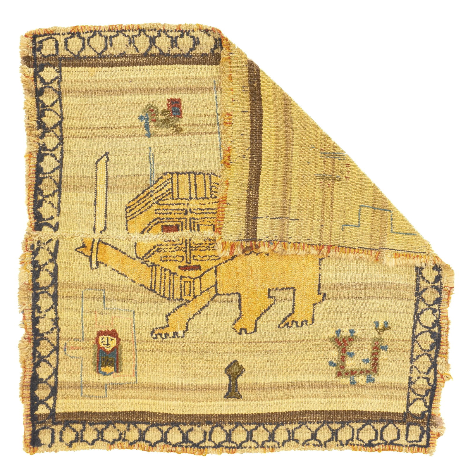 Antique Handwoven Gabbeh Palas Textile Art - 2