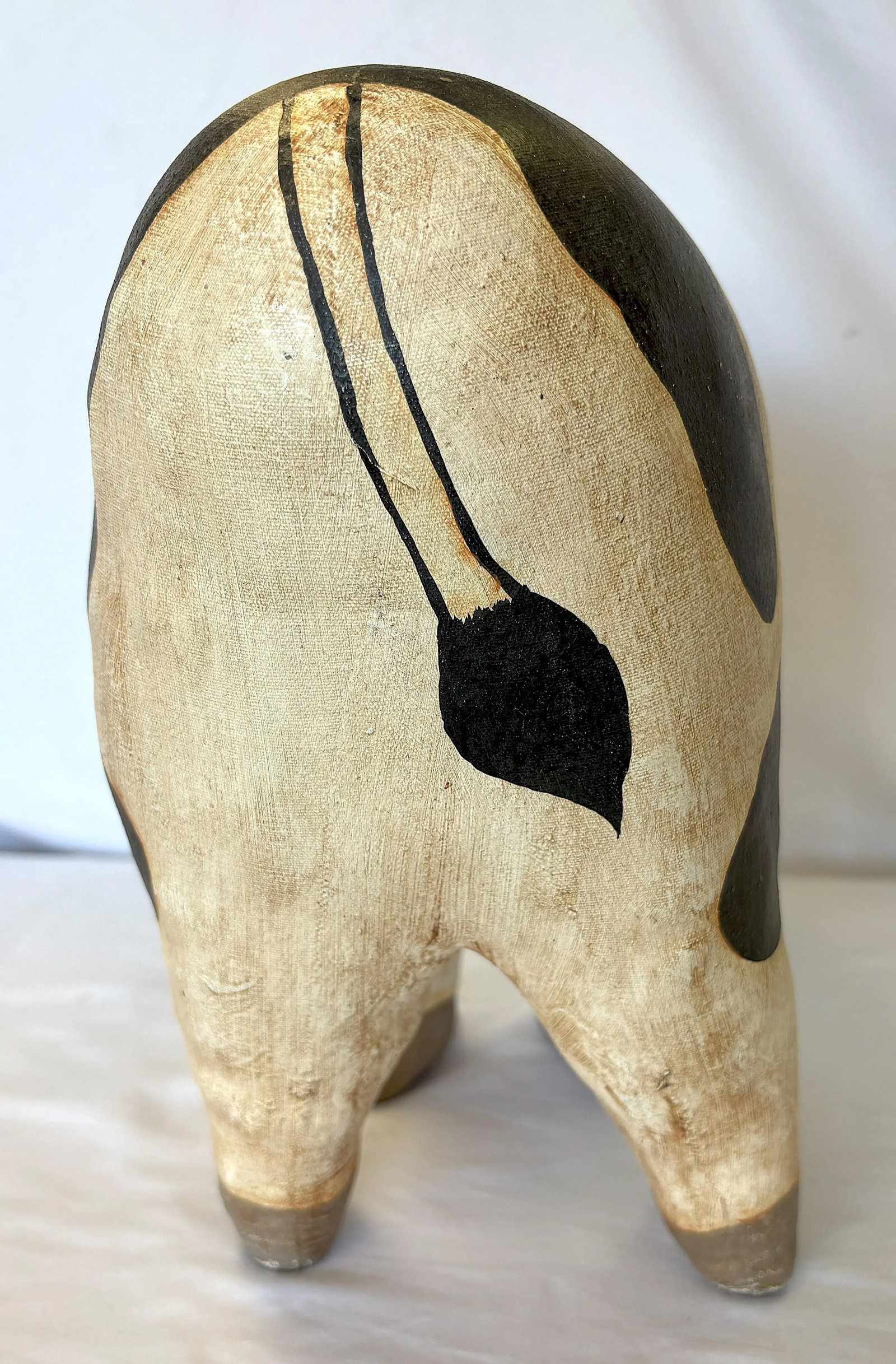 Vintage Artisan Crafted Folk Art Canvas Stuffed and Painted Cow Soft Sculpture - 4