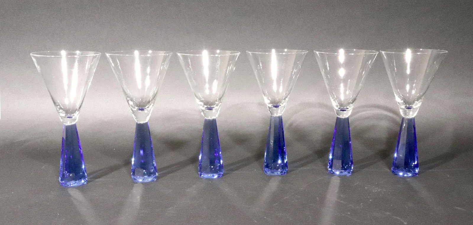 Vintage Post-Modern Translucent Blue Base Martini Glasses - 2