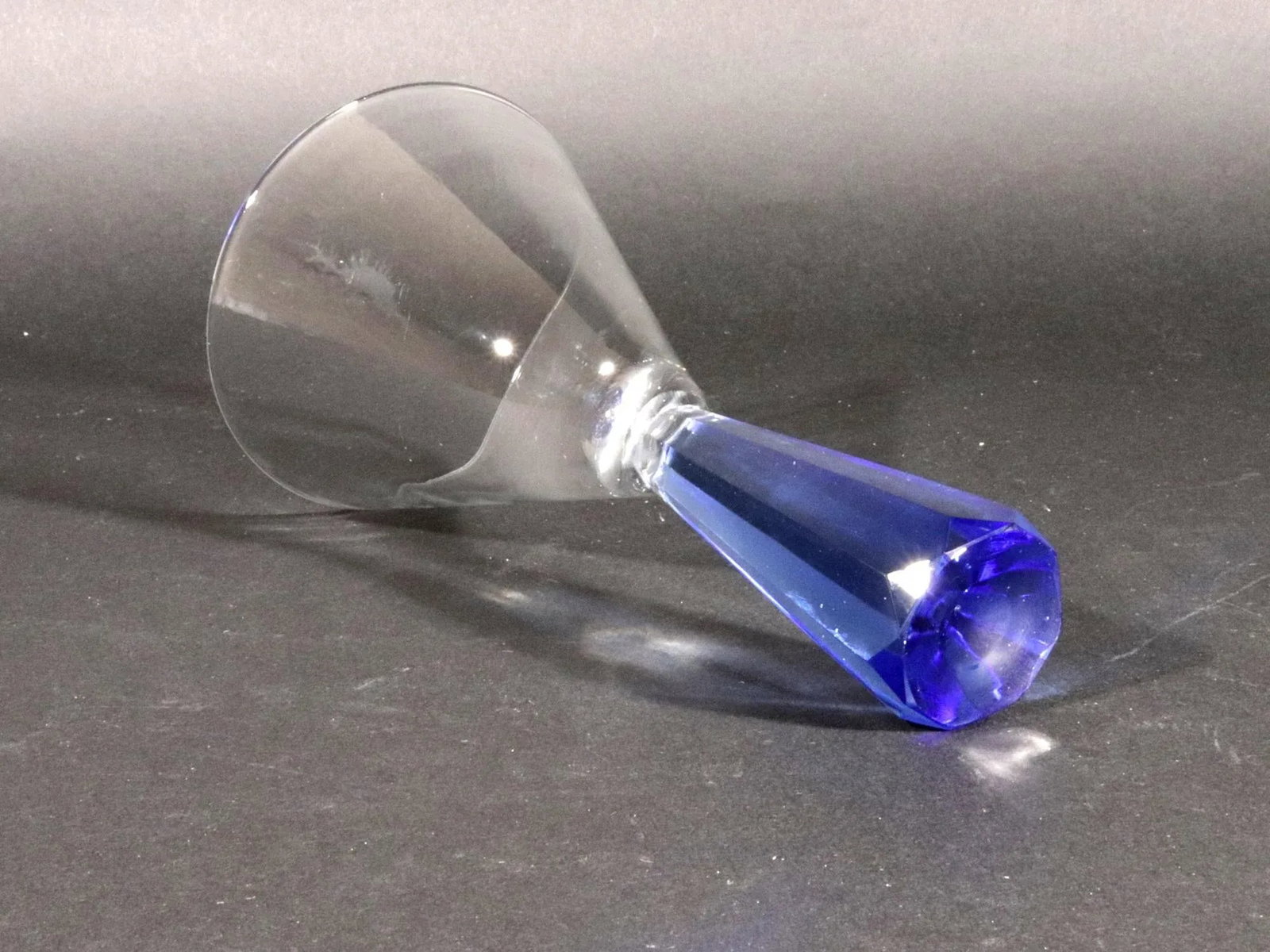 Vintage Post-Modern Translucent Blue Base Martini Glasses - 5