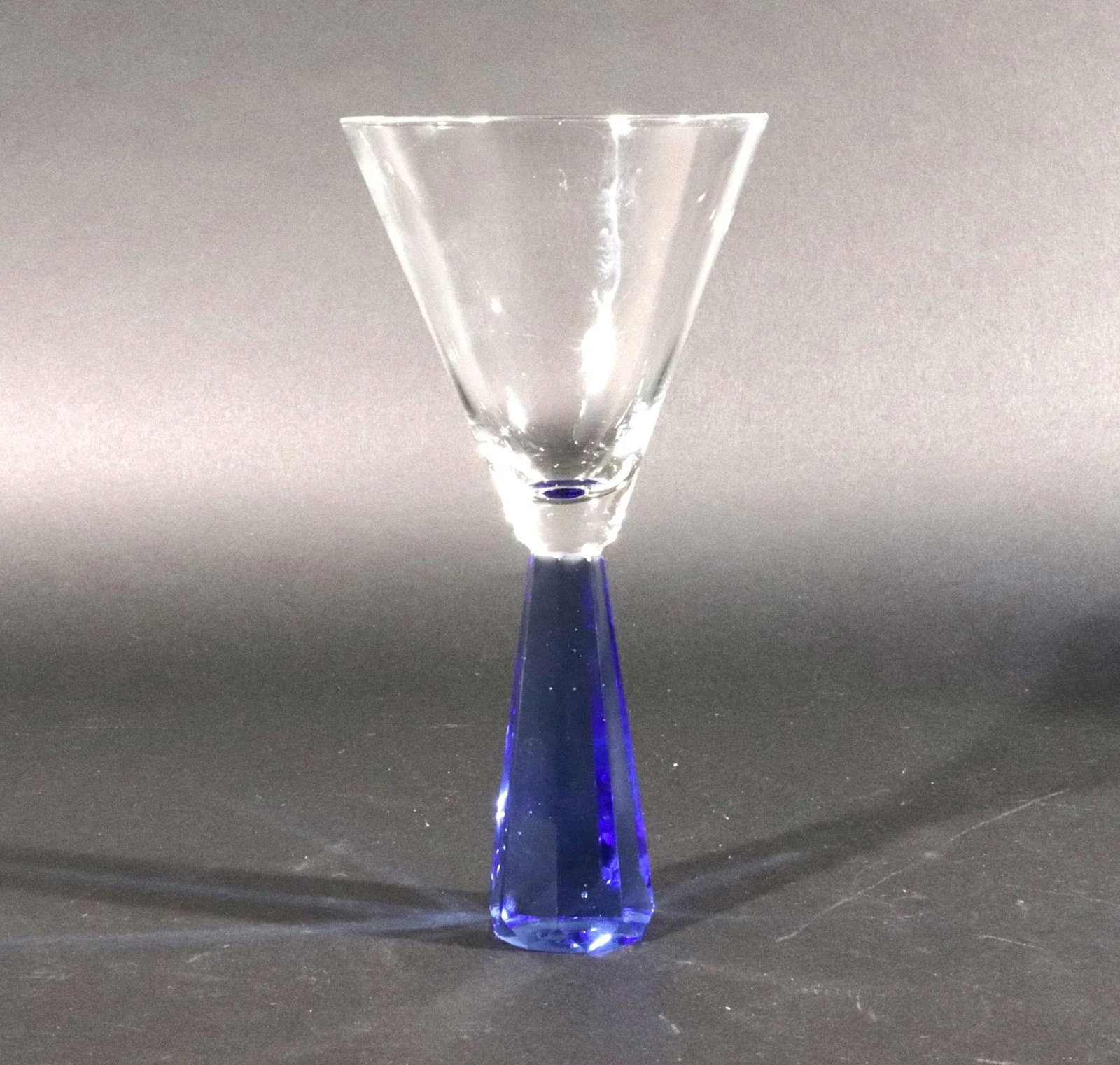 Vintage Post-Modern Translucent Blue Base Martini Glasses - 7