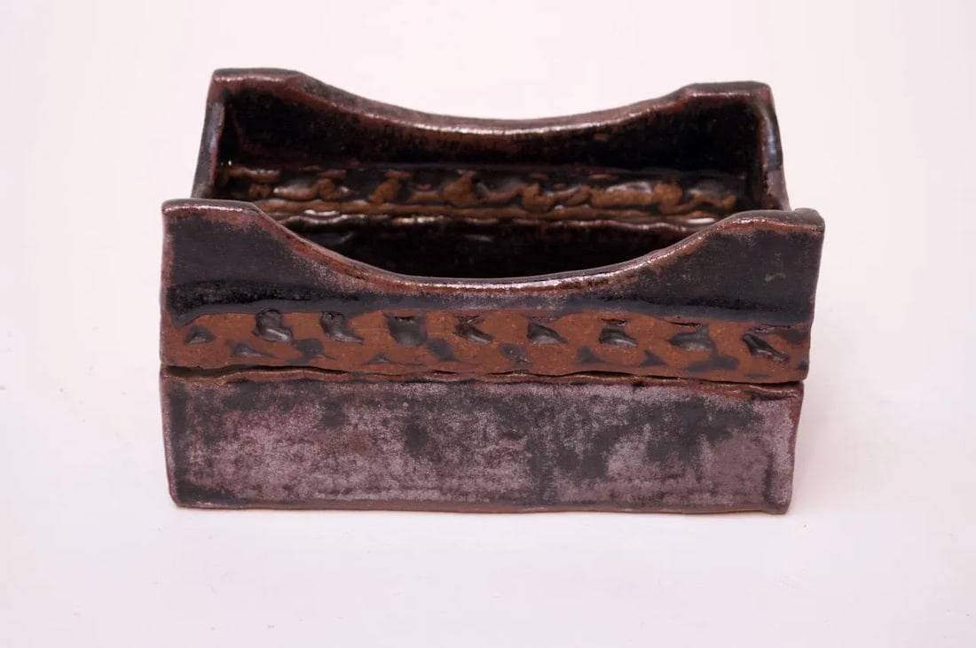 Studio Pottery Glazed Stoneware Sculptural Box Signed "Polk 70" - 2