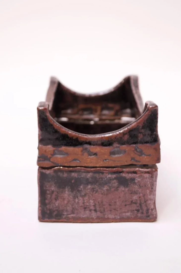 Studio Pottery Glazed Stoneware Sculptural Box Signed "Polk 70" - 4