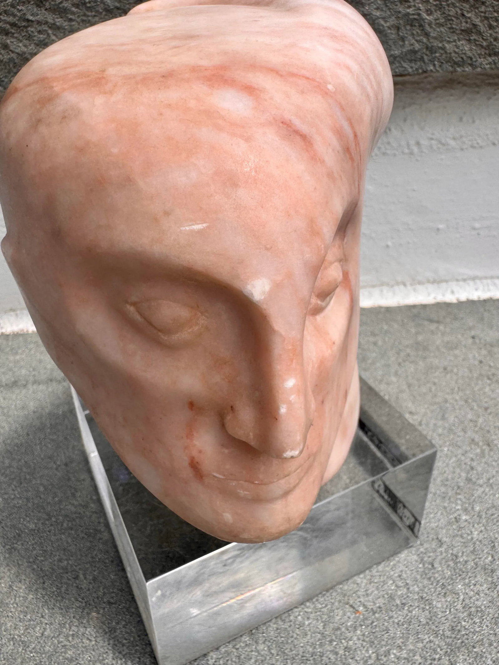 Vintage Leonora Eunice Arye Signed Stone Face Sculpture on Acrylic Plinth - 2