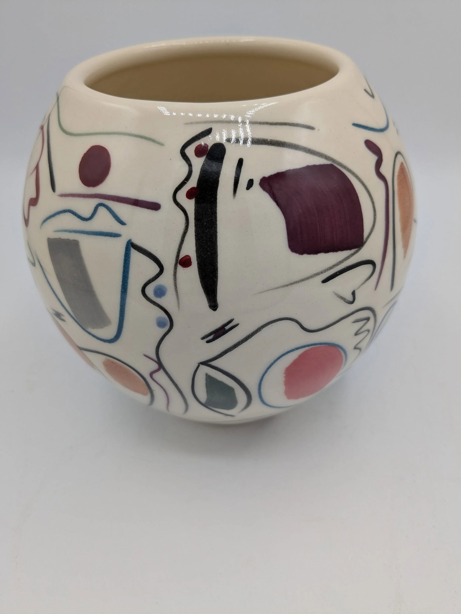 1980s Signed George Handy Studio Pottery Vase Asheville Nc | Abstract Carved Stoneware - 2