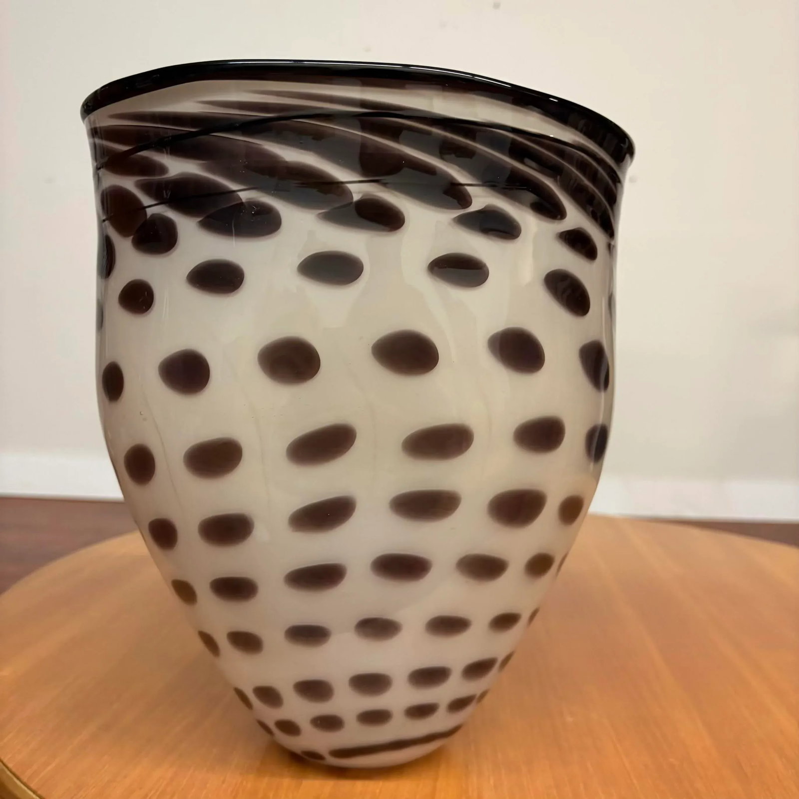 White and Black Brian Heritage Signed Handblown Art Glass Vessel, 2001 - 2