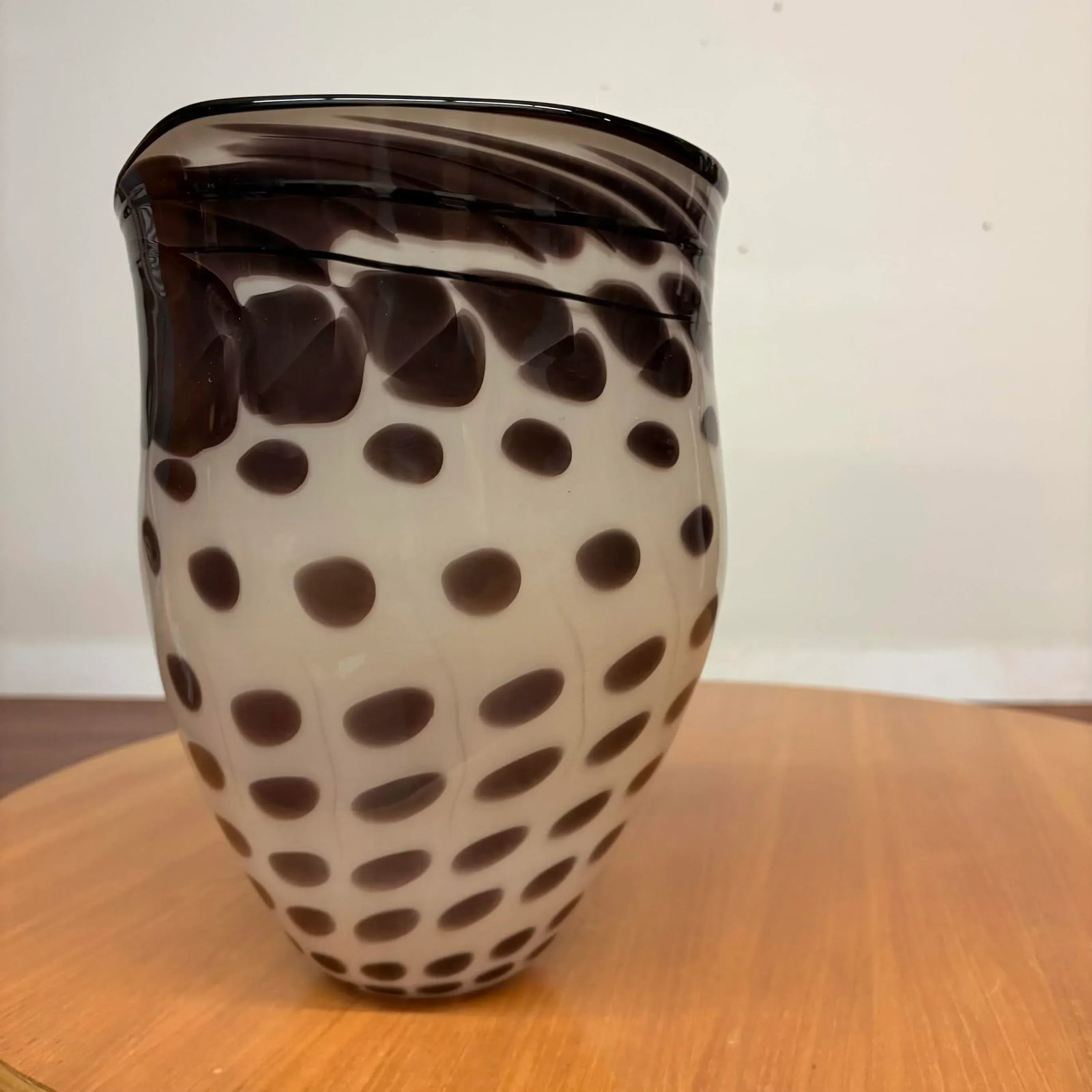 White and Black Brian Heritage Signed Handblown Art Glass Vessel, 2001 - 7