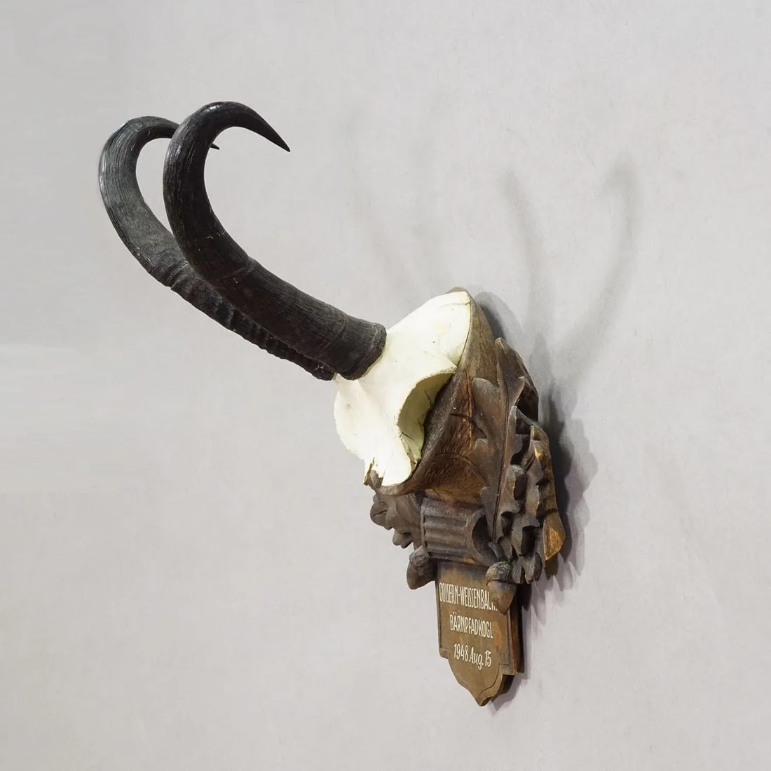 Large Chamois Trophy on Carved Plaque, Austria 1948 - 2