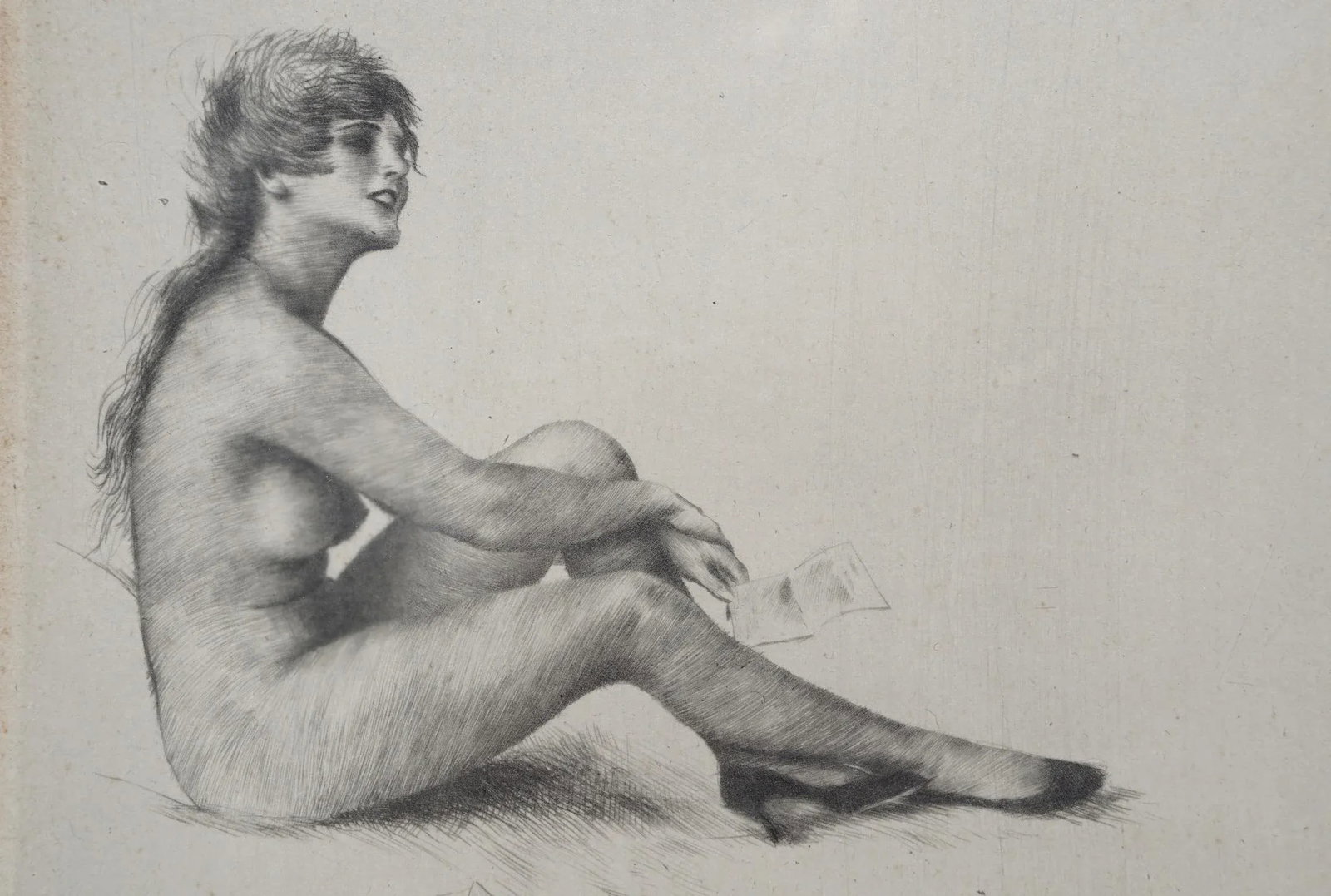 Framed Carl Joseph Bauer (1895-1964) Pen and Ink Drawing of Woman - 2