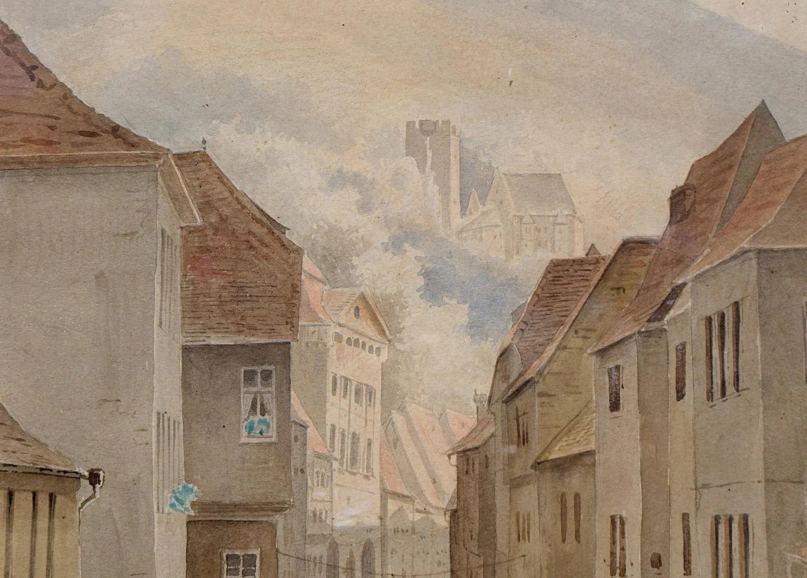 Friedrich Ernst Morgenstern Framed Watercolor Street European Scene - 2