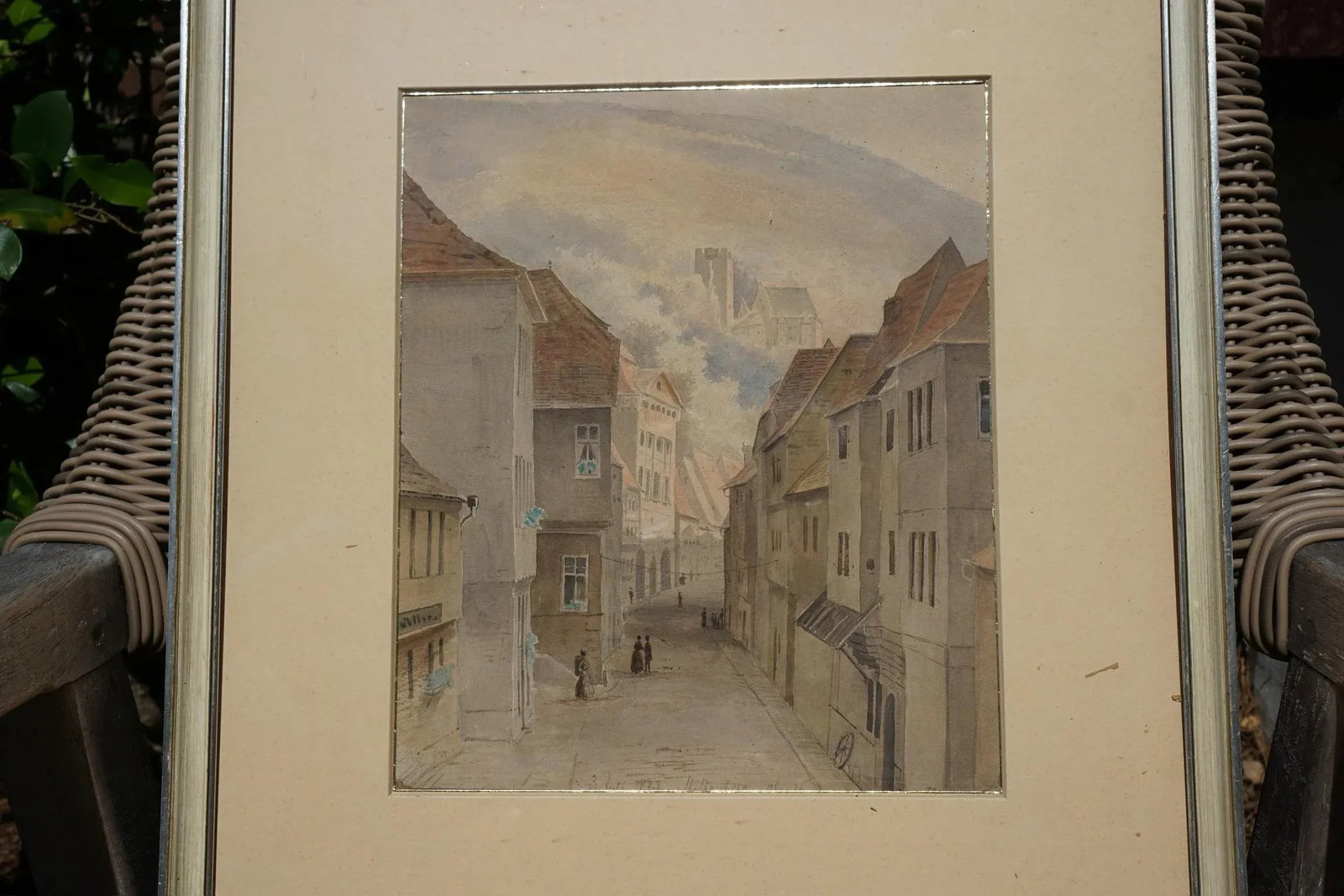 Friedrich Ernst Morgenstern Framed Watercolor Street European Scene - 3