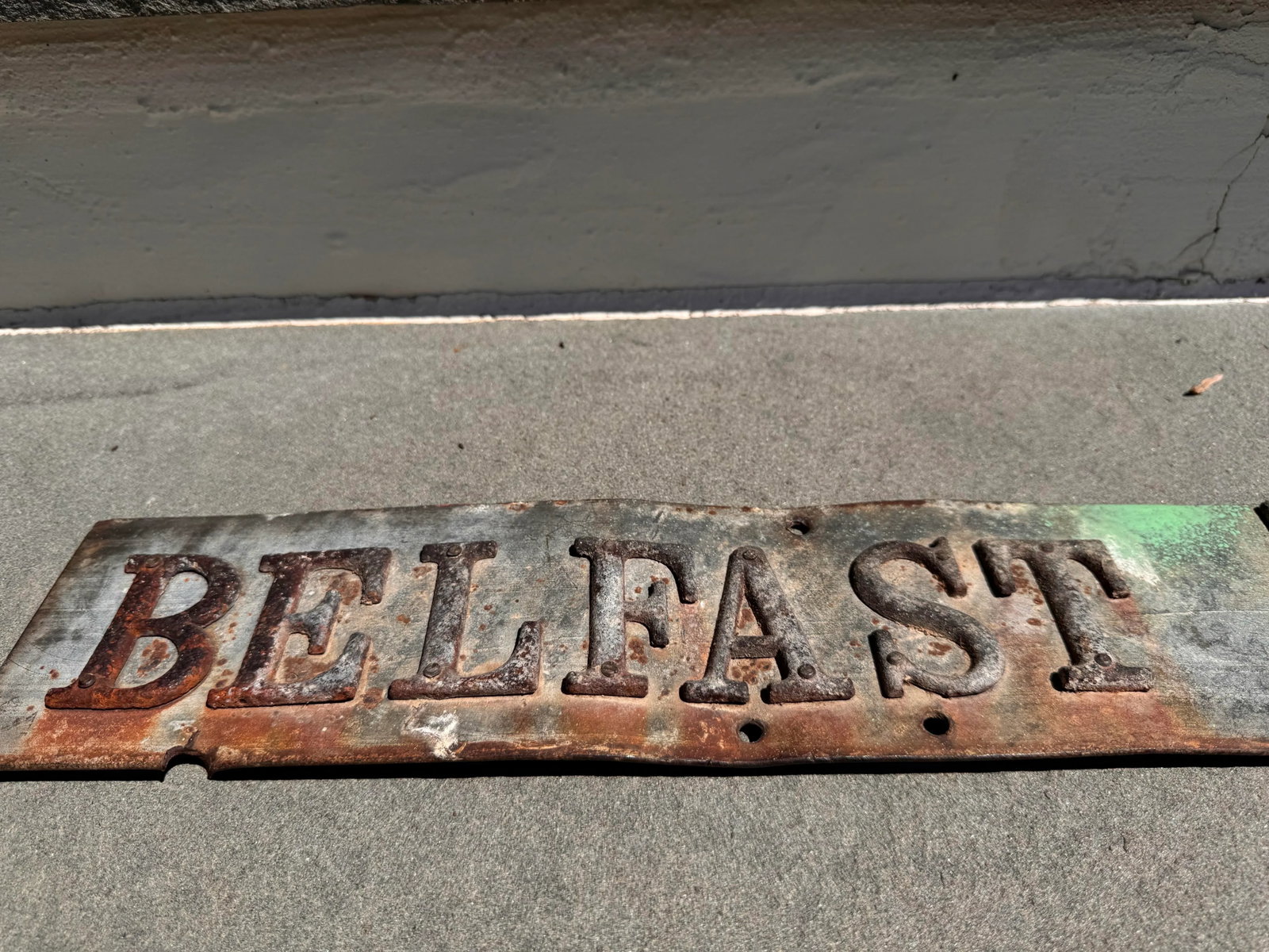 Antique Metal Road Sign to Belfast - 2