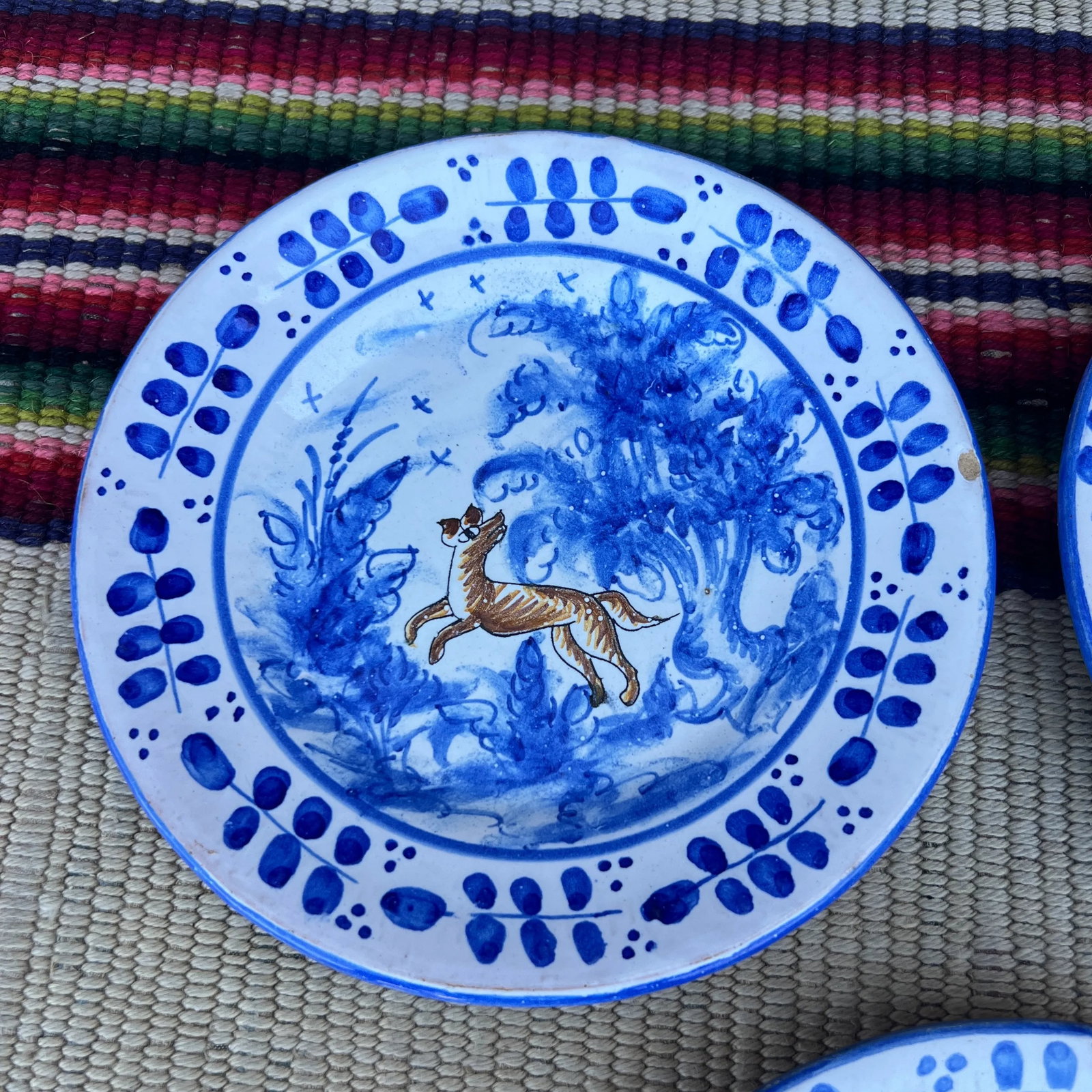 Circa 1970s Vintage EspaÃ±a Talavera Polychrome Decorated Plates- Set of 6 - 2