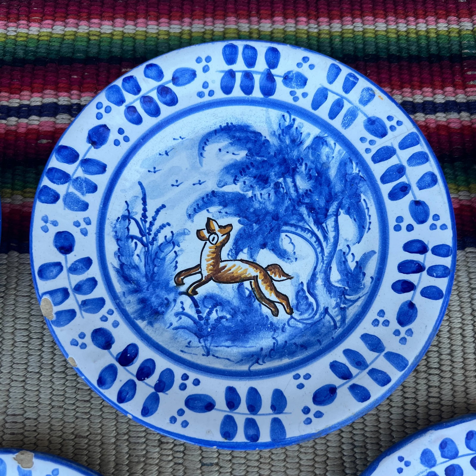 Circa 1970s Vintage EspaÃ±a Talavera Polychrome Decorated Plates- Set of 6 - 3