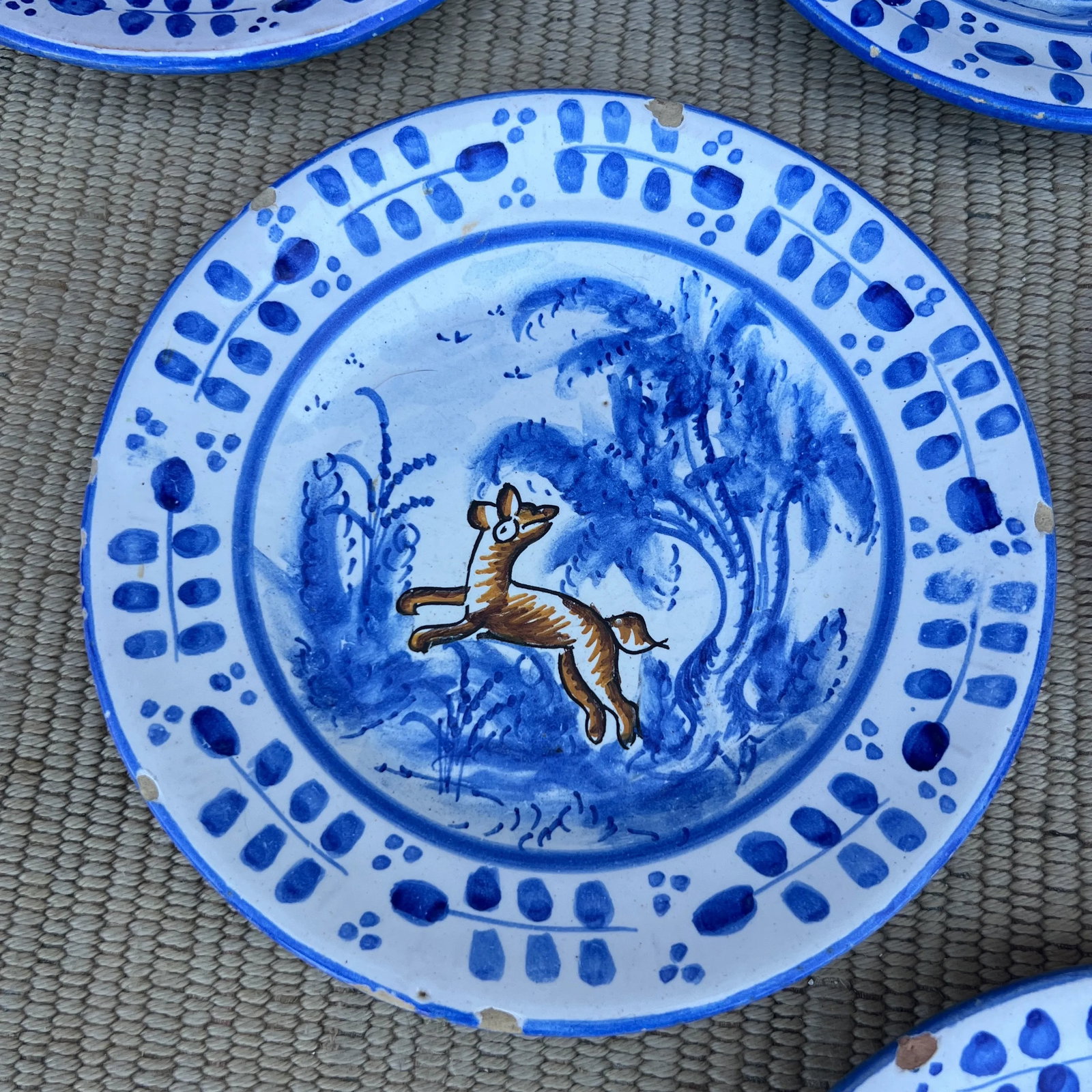 Circa 1970s Vintage EspaÃ±a Talavera Polychrome Decorated Plates- Set of 6 - 5