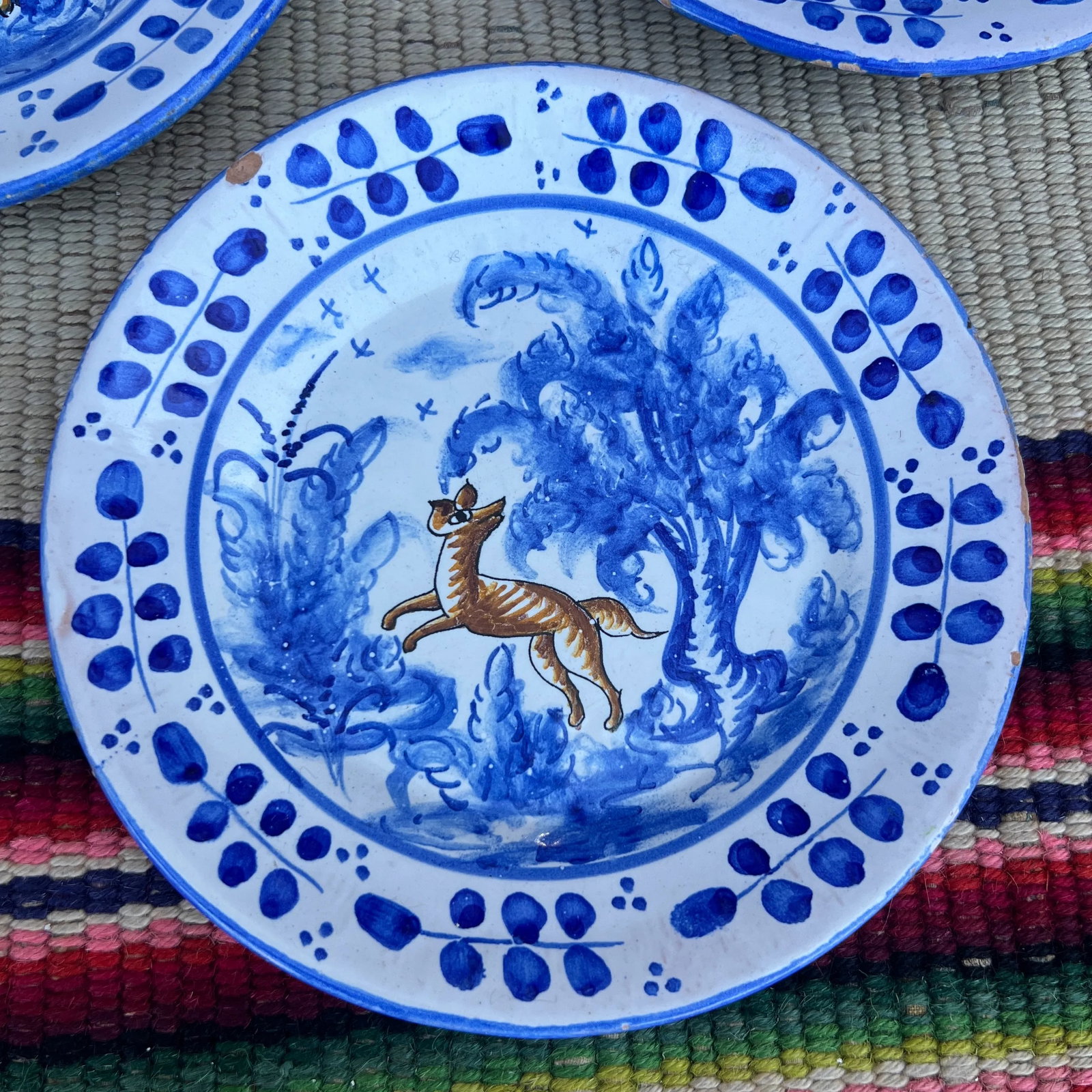 Circa 1970s Vintage EspaÃ±a Talavera Polychrome Decorated Plates- Set of 6 - 7