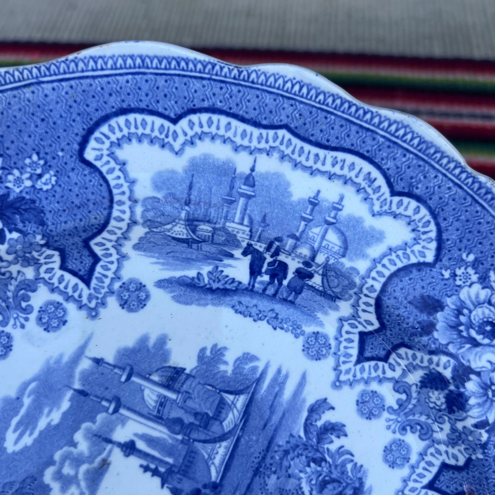 A Pair of Antique Staffordshire "Palestine" Light Blue Transfer Decorated Plates, 1830's - 7