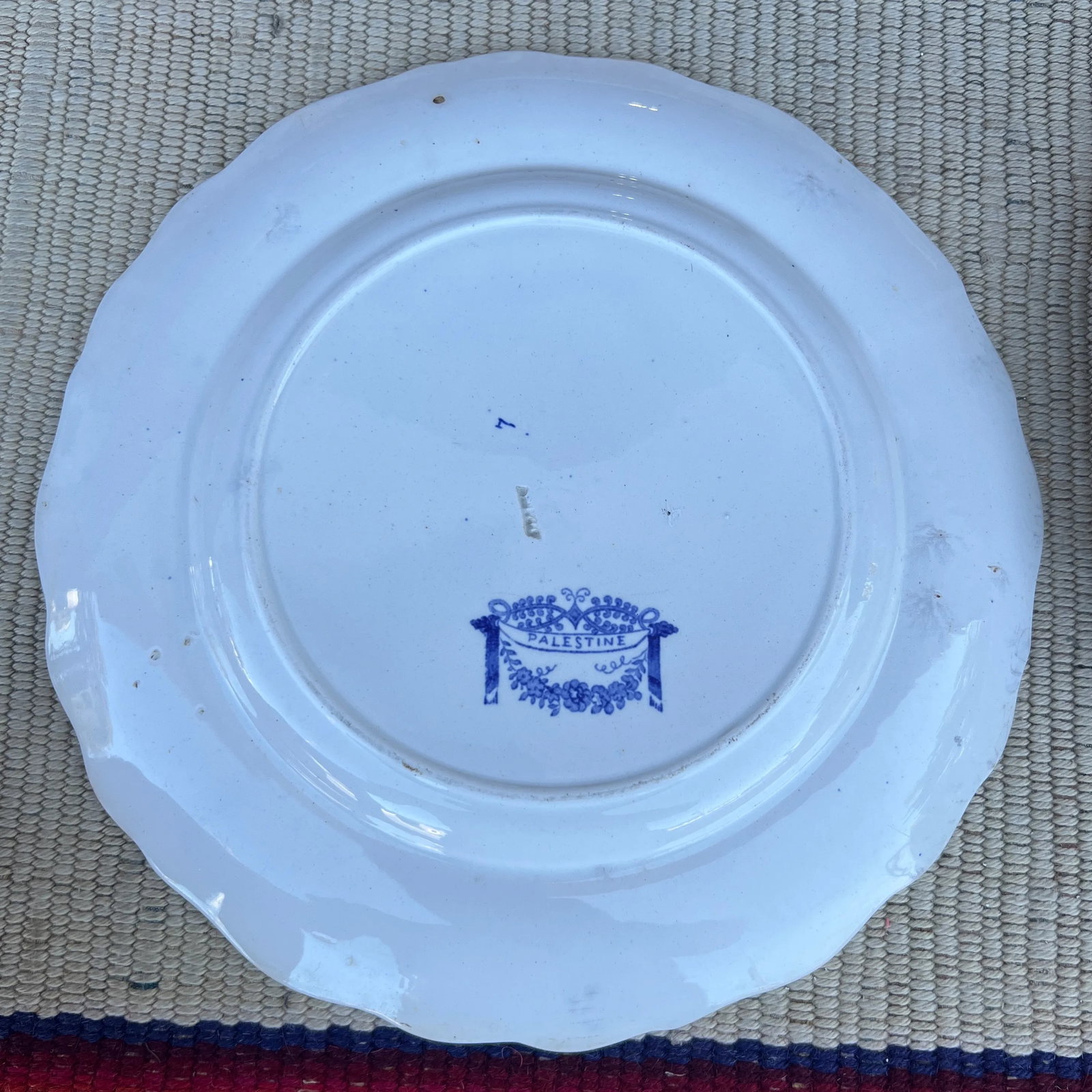 A Pair of Antique Staffordshire "Palestine" Light Blue Transfer Decorated Plates, 1830's - 9
