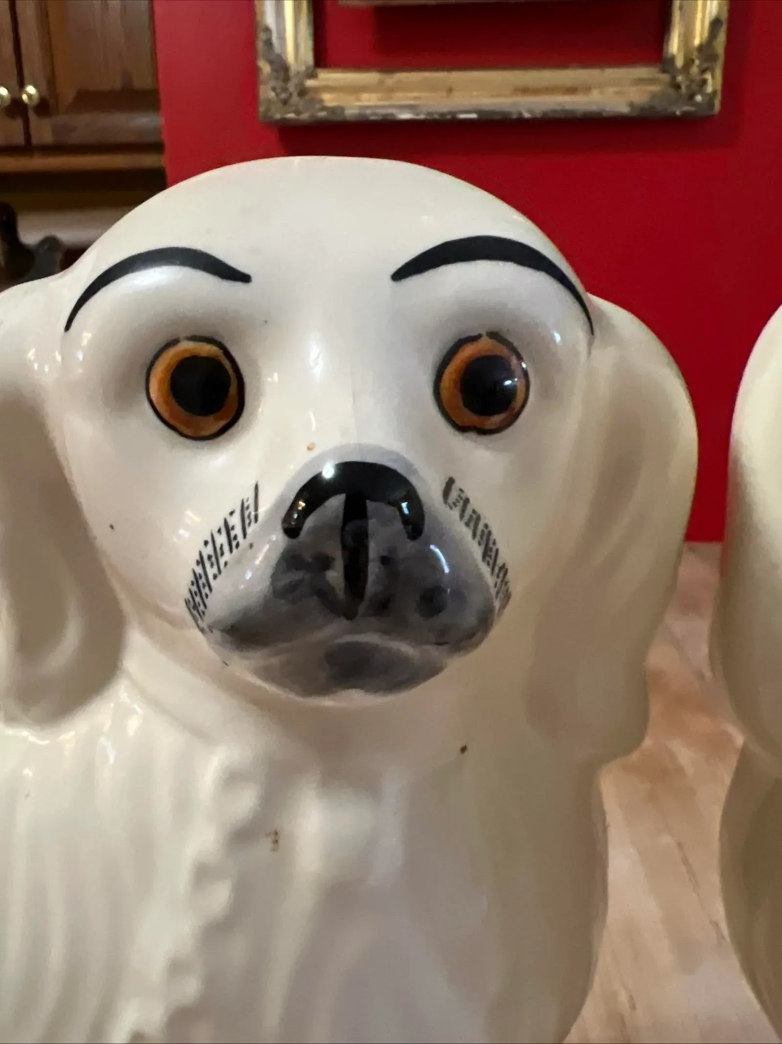 Pair of Vintage Decorated Staffordshire Dogs, Circa 1930's - 7