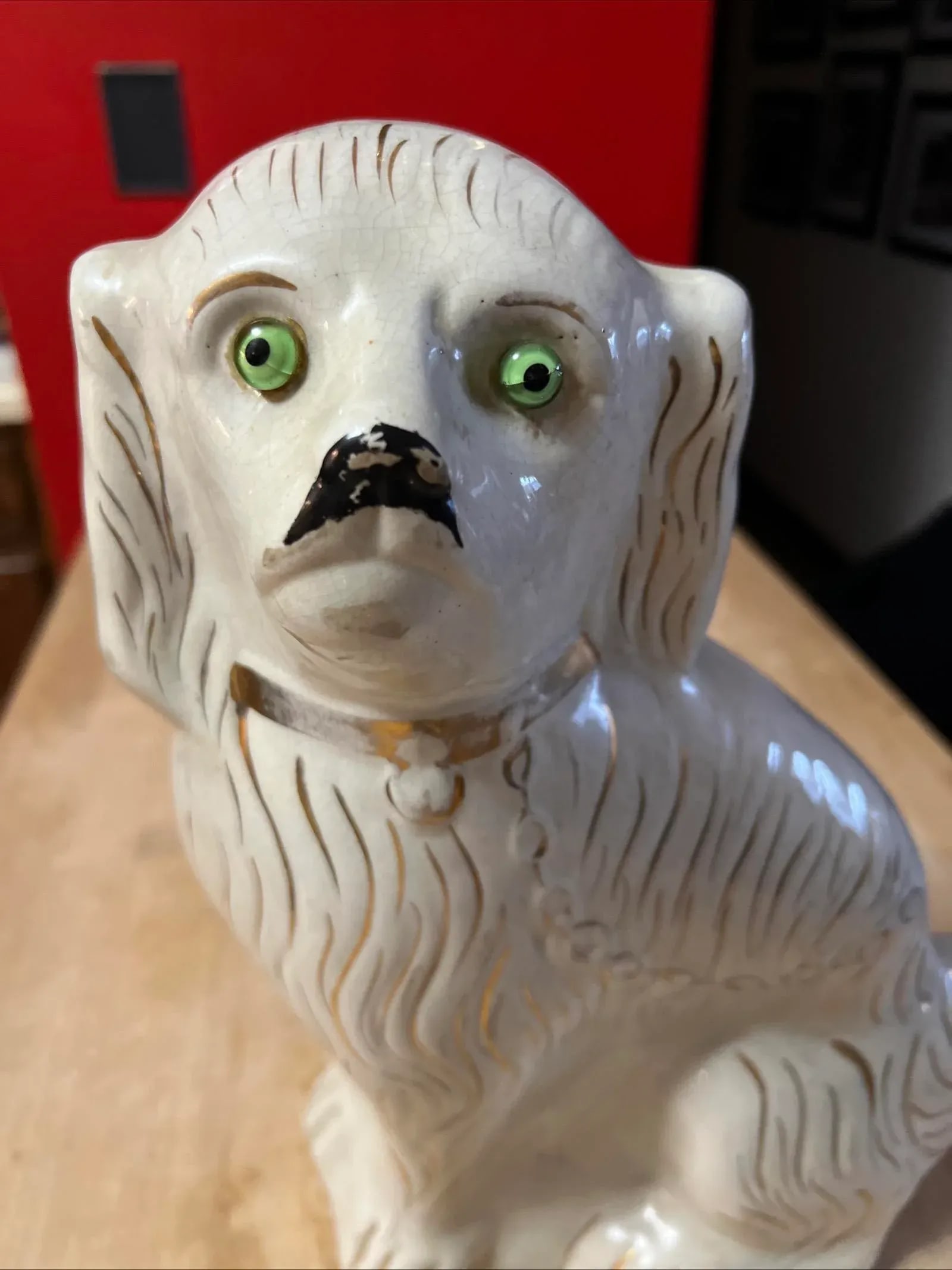 Antique Decorated Staffordshire Spaniel Dog, Circa 1860's - 2